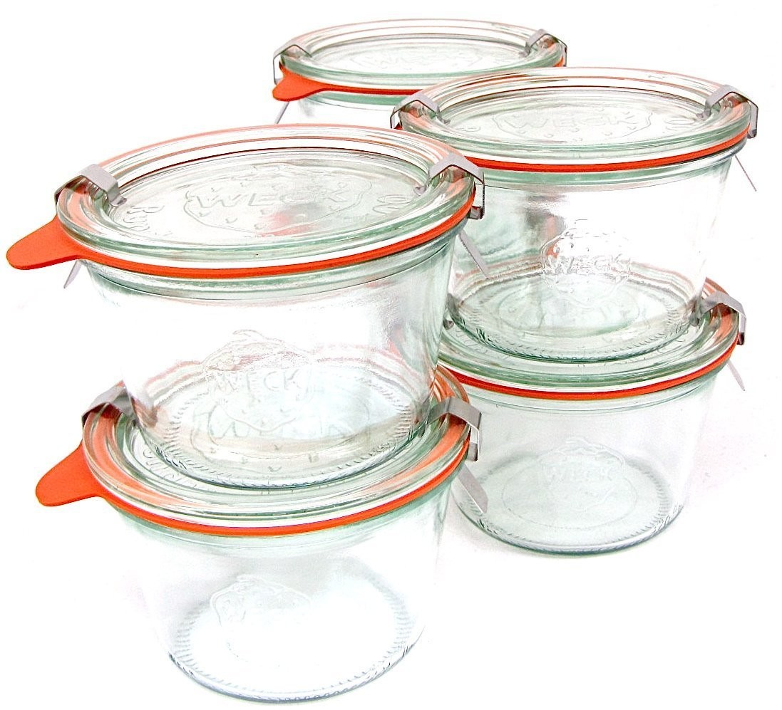 Weck 741 – 0.25 Liter Mold Jars With Lids – 6 Rings And 12 Clamps