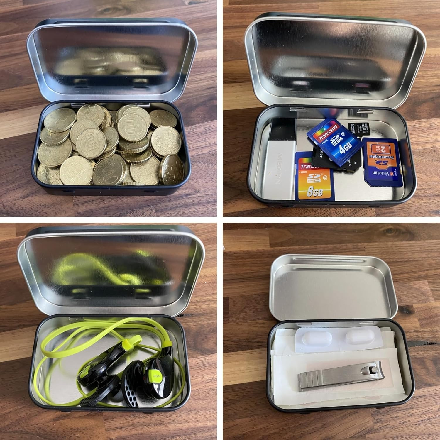 20 Pieces Rectangular Metal Empty Hinged Tins Containers Basic Necessities Home