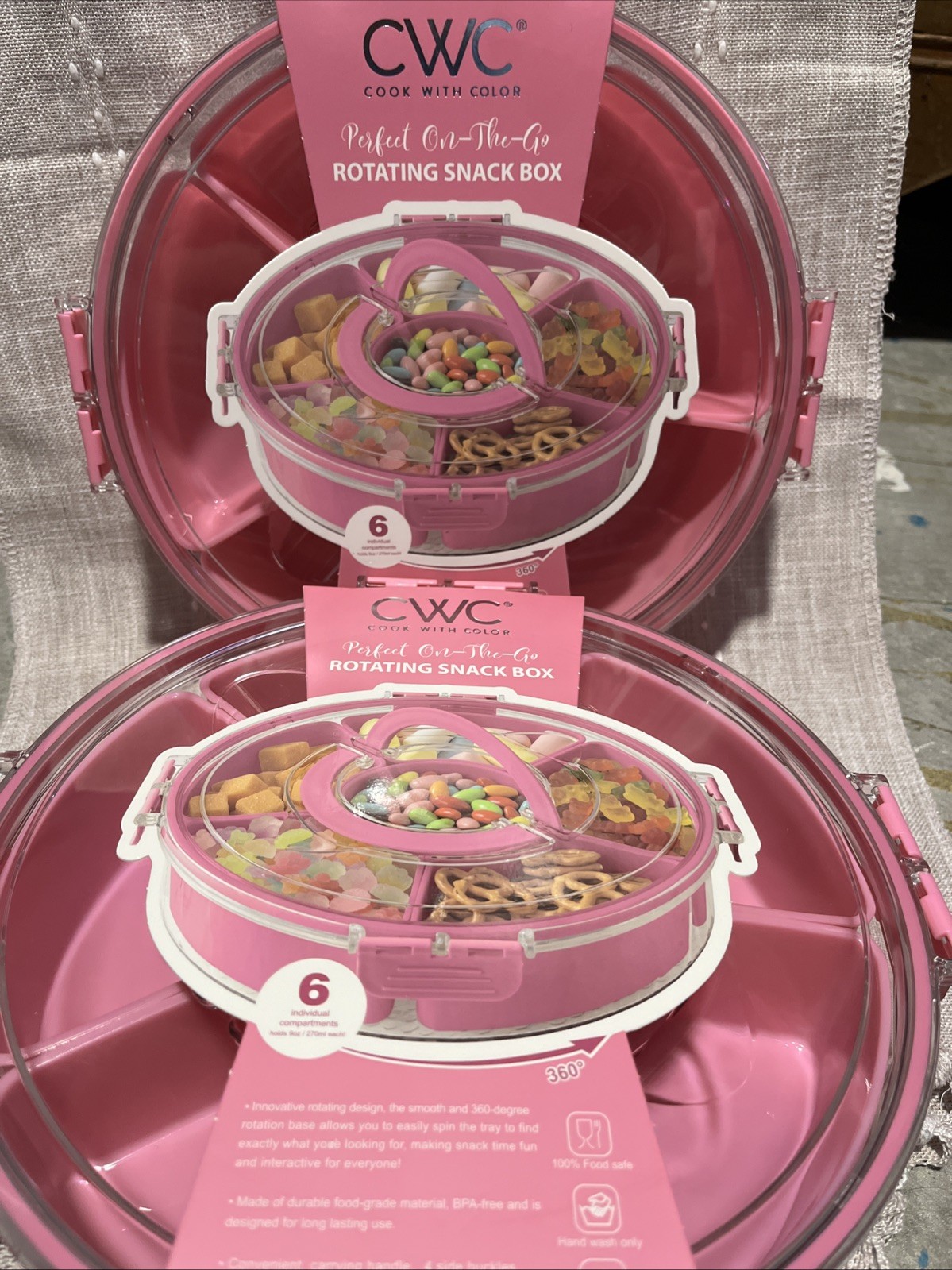 Cook with Color On The Go Rotating Snack Box Pack of 2 Lazy Susan Food Storage