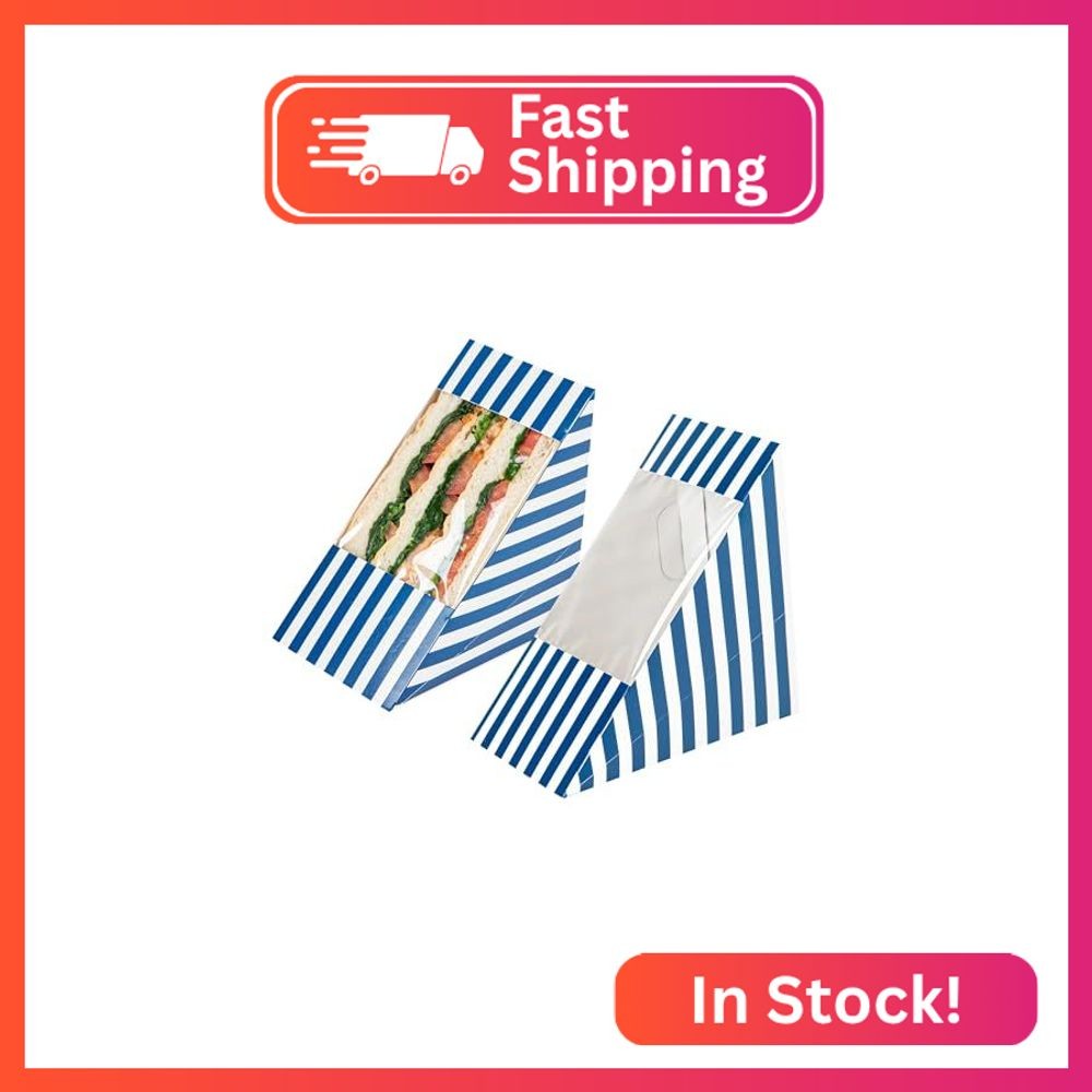Restaurantware-Cafe Vision 4.8 x 3.2 Inch Sandwich Paper Boxes, 25 Large Sandwic