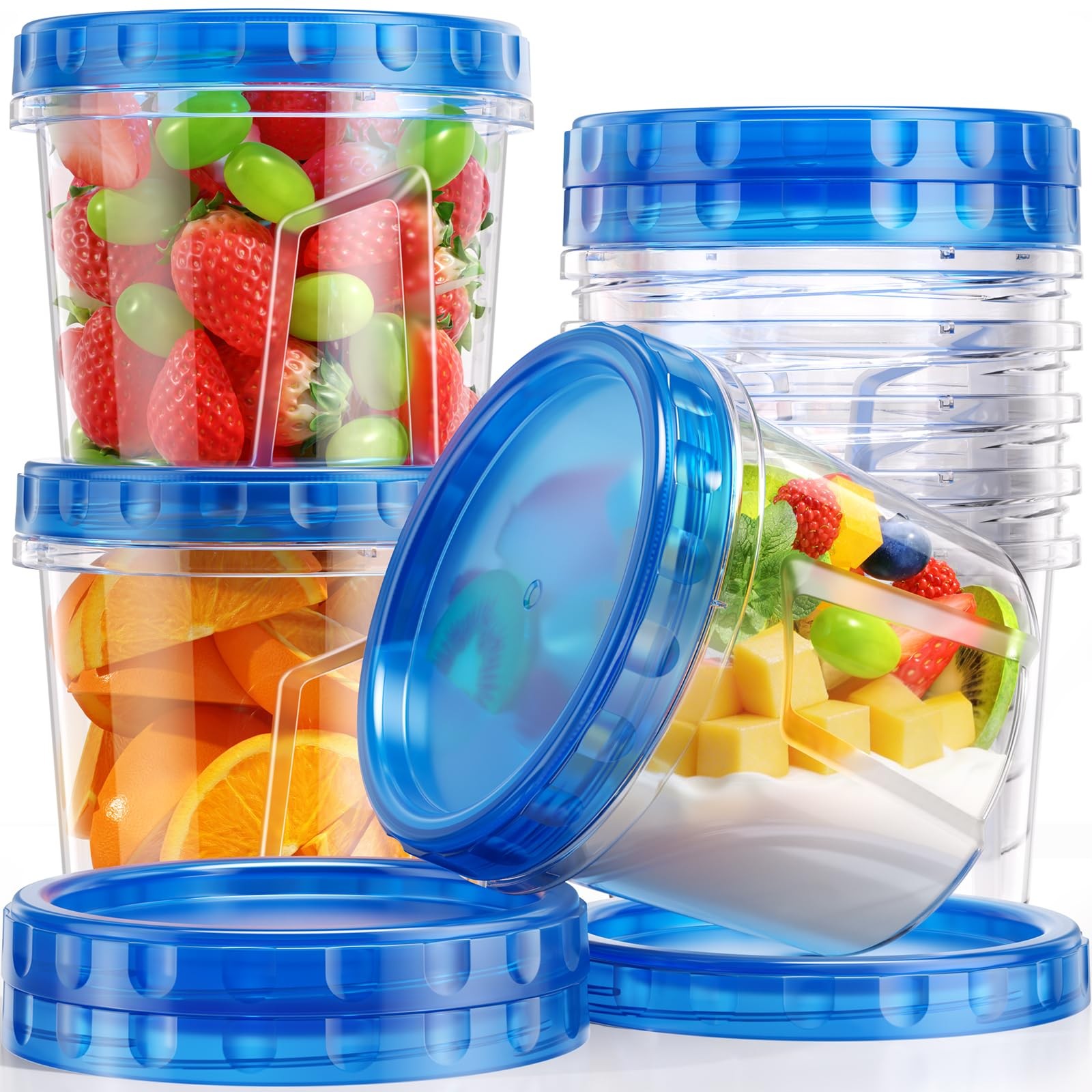 8 Pack-24 OZ Freezer Storage Containers, Plastic Soup Container with Lids, BP…