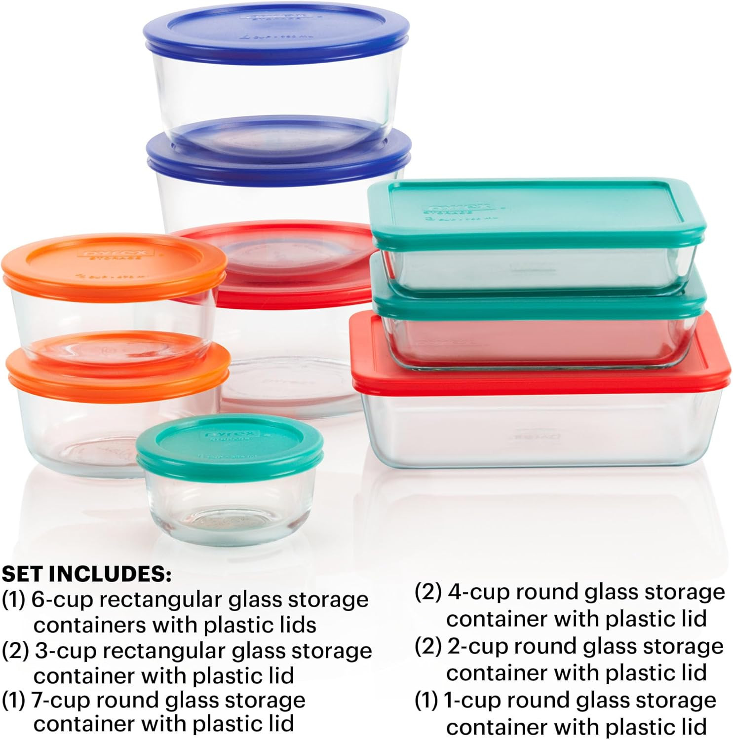Simply Store (9-Pack) Mixed Sized Glass Food Storage Set, round & Rectangular Co