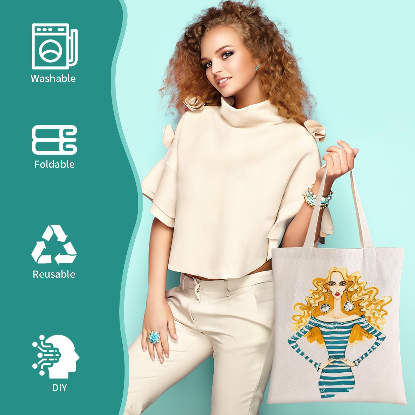 Taozim 24Pack Canvas Tote Bags Bulk 16 X 14Inch 10Oz Cotton Blank Canvas Tote