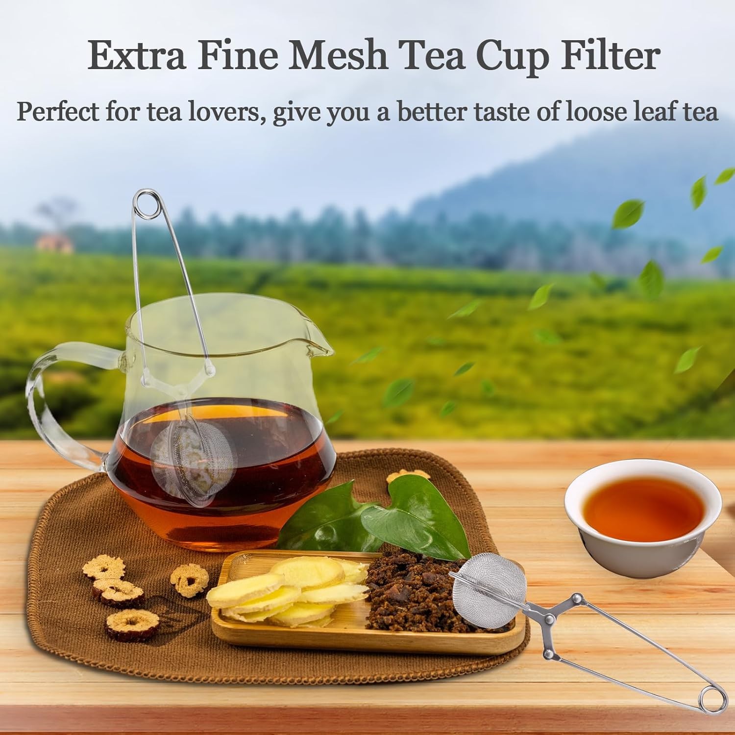 Tea Strainers for Loose Tea, 4 Pack Infuser with Handle Fine Mesh Silver