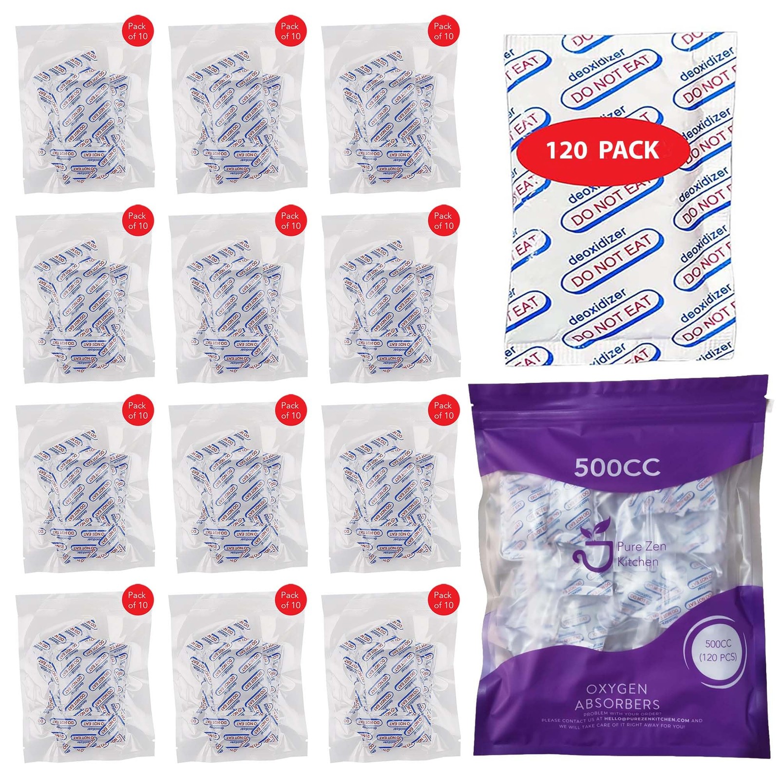(120-Pack)500cc oxygen absorbers for food storage,food grade oxygen absorbers pa