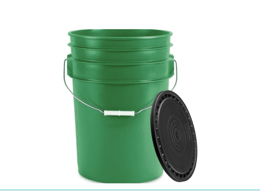 6 Gallon Large Green Food Grade Plastic Bucket Pail with Lid ( Pack of 3)