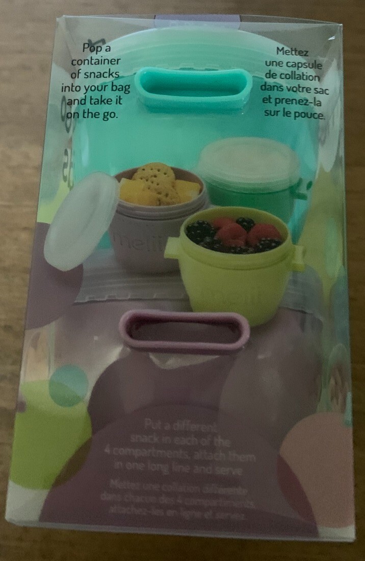 Melii Snap & Go Pods 4oz with lids 4 Pack baby food container freeze stackable
