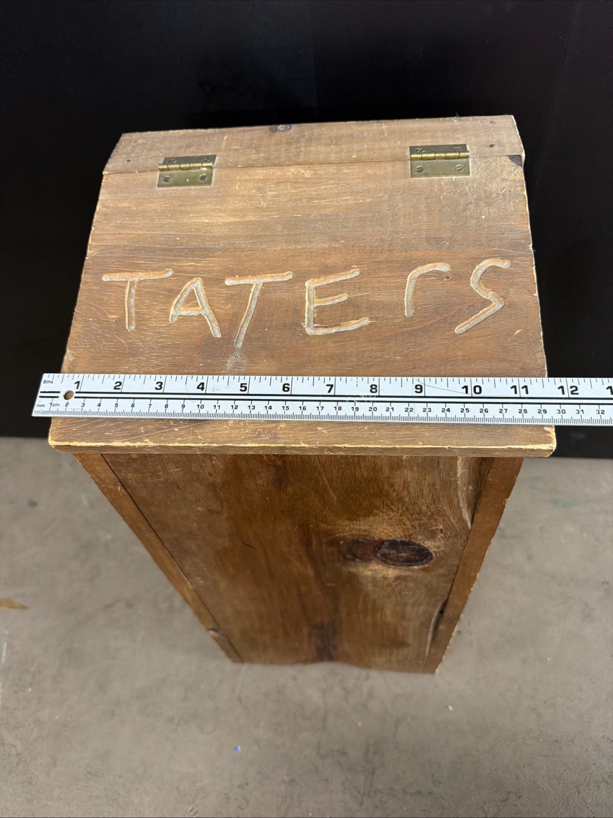 Vintage Potatoes Taters Wooden Storage Bin Farmhouse Country Wood Box