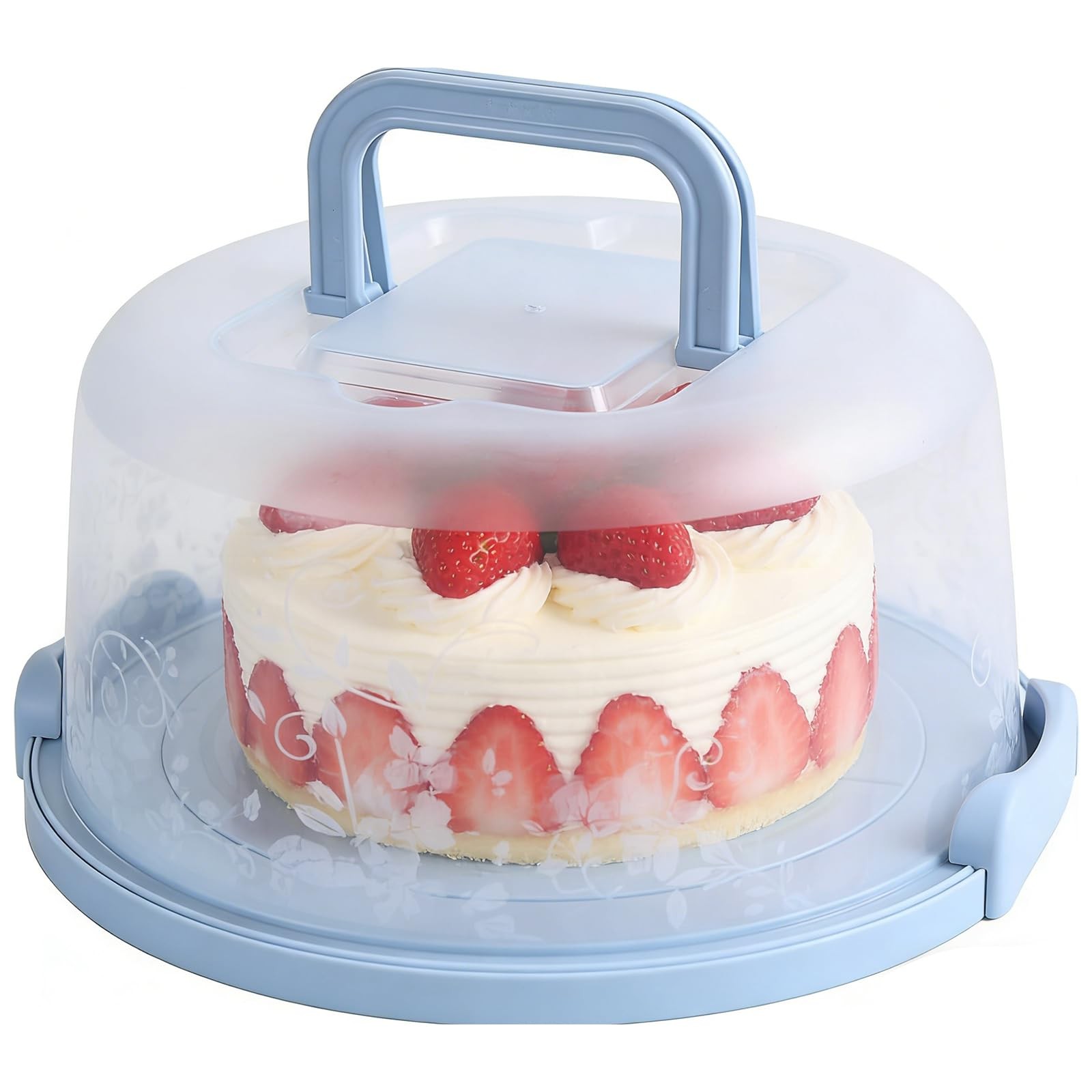 Plastic Small Cake Carrier Holder Round Container with Handle Suitable for 6~…