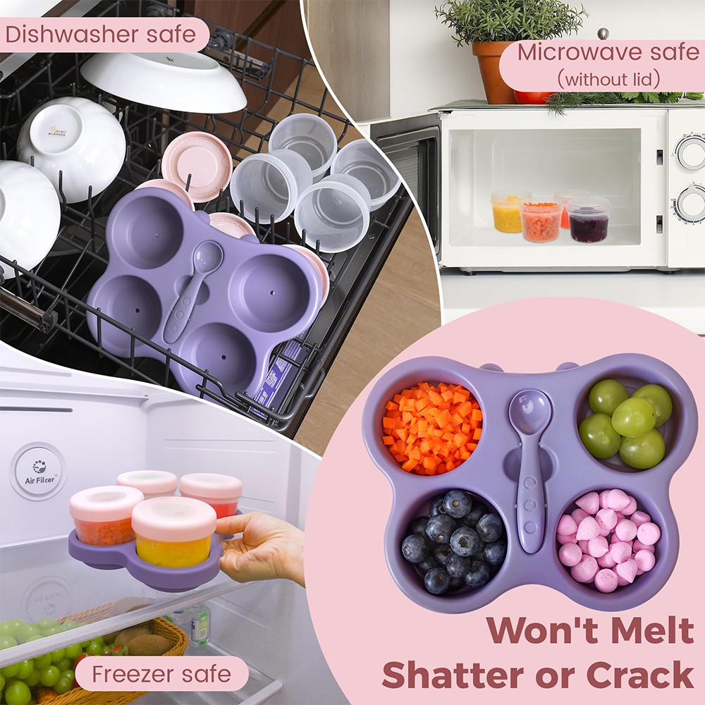 4oz Baby Food Container with Airtight Lids Storage Containers for Daycare Travel