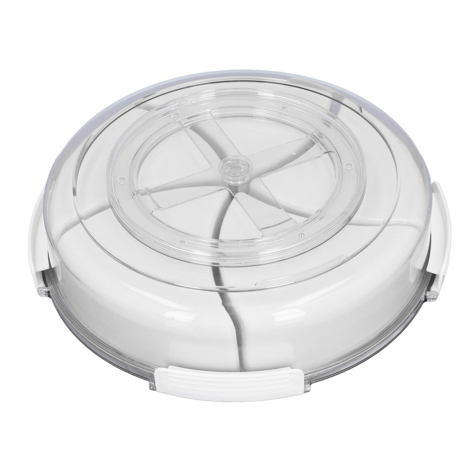 White 5-Compartment Rotating Snack Box with Lid & Handle