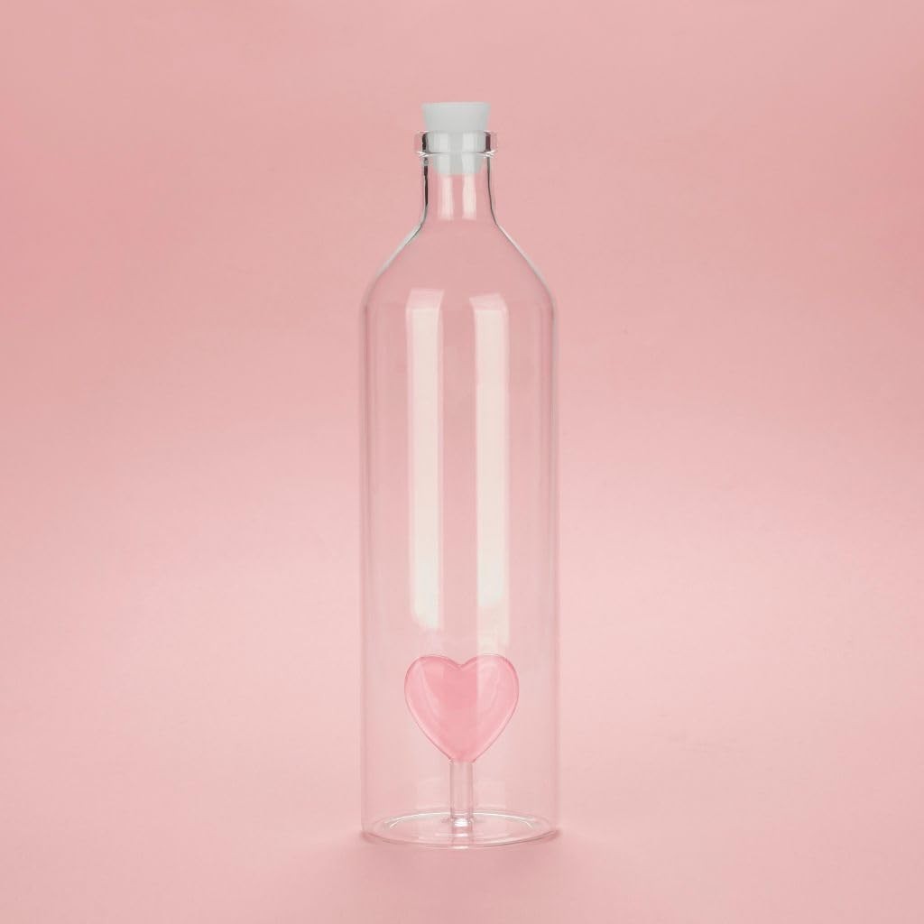 Balvi Bottle Love Water Jug 1.2L Figurine Attached Inside Borosilicate Silicone