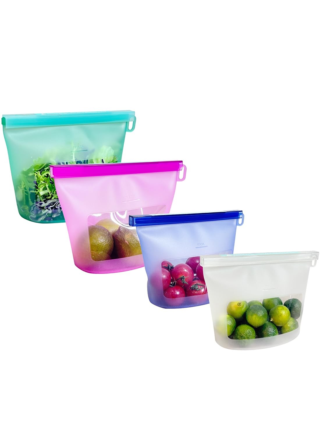 Reusable Silicone Food Storage Bags (Set of 4), Dishwasher Oven Microwave Fre…