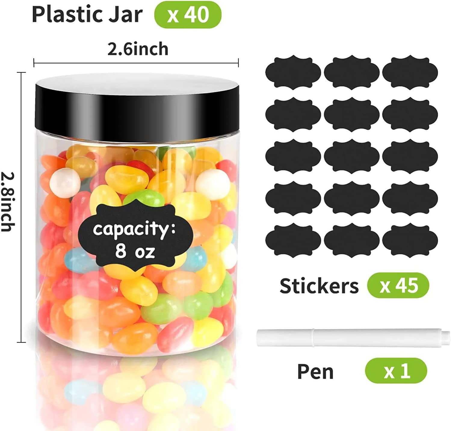 40 Pack Plastic Jars with Lids Gencywe 8 Oz Clear Slime Cosmetics Containers..