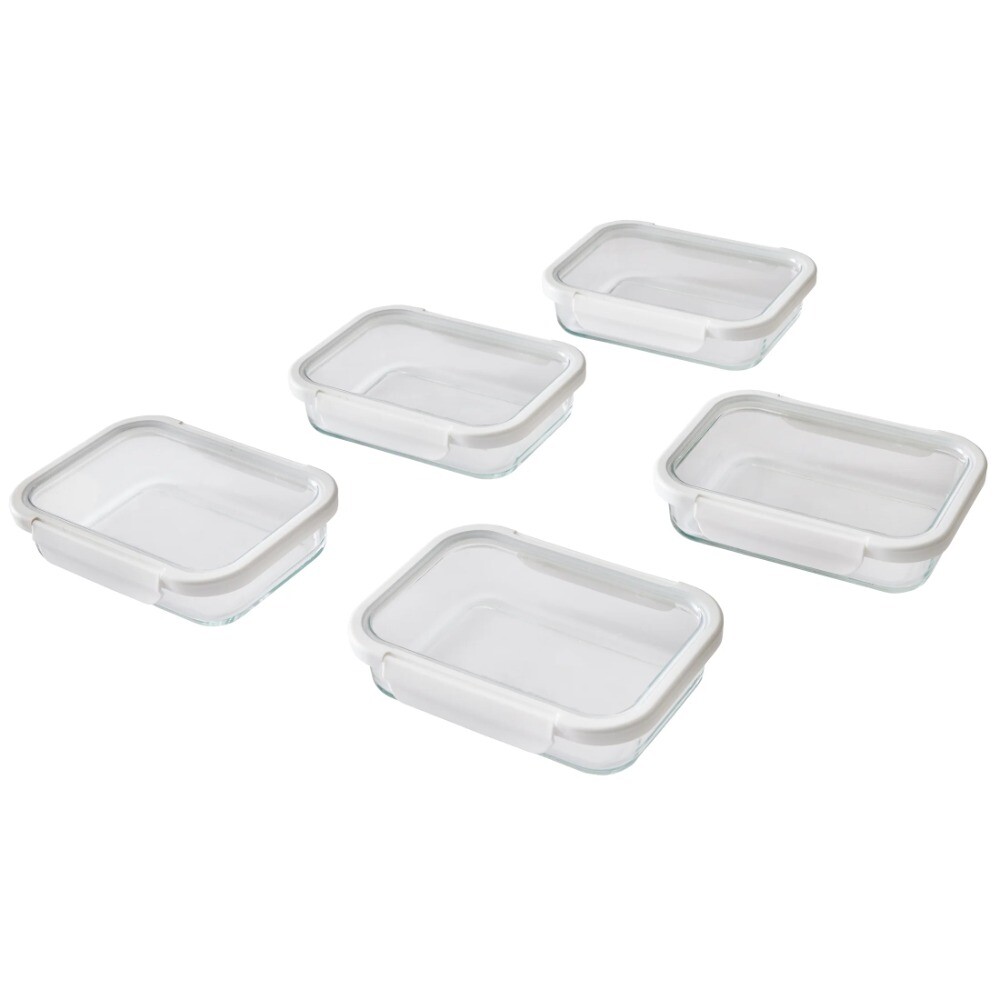 2.3Cup Glass Food Storage Container with Tritan Lid. Set of 5, 10 Pieces