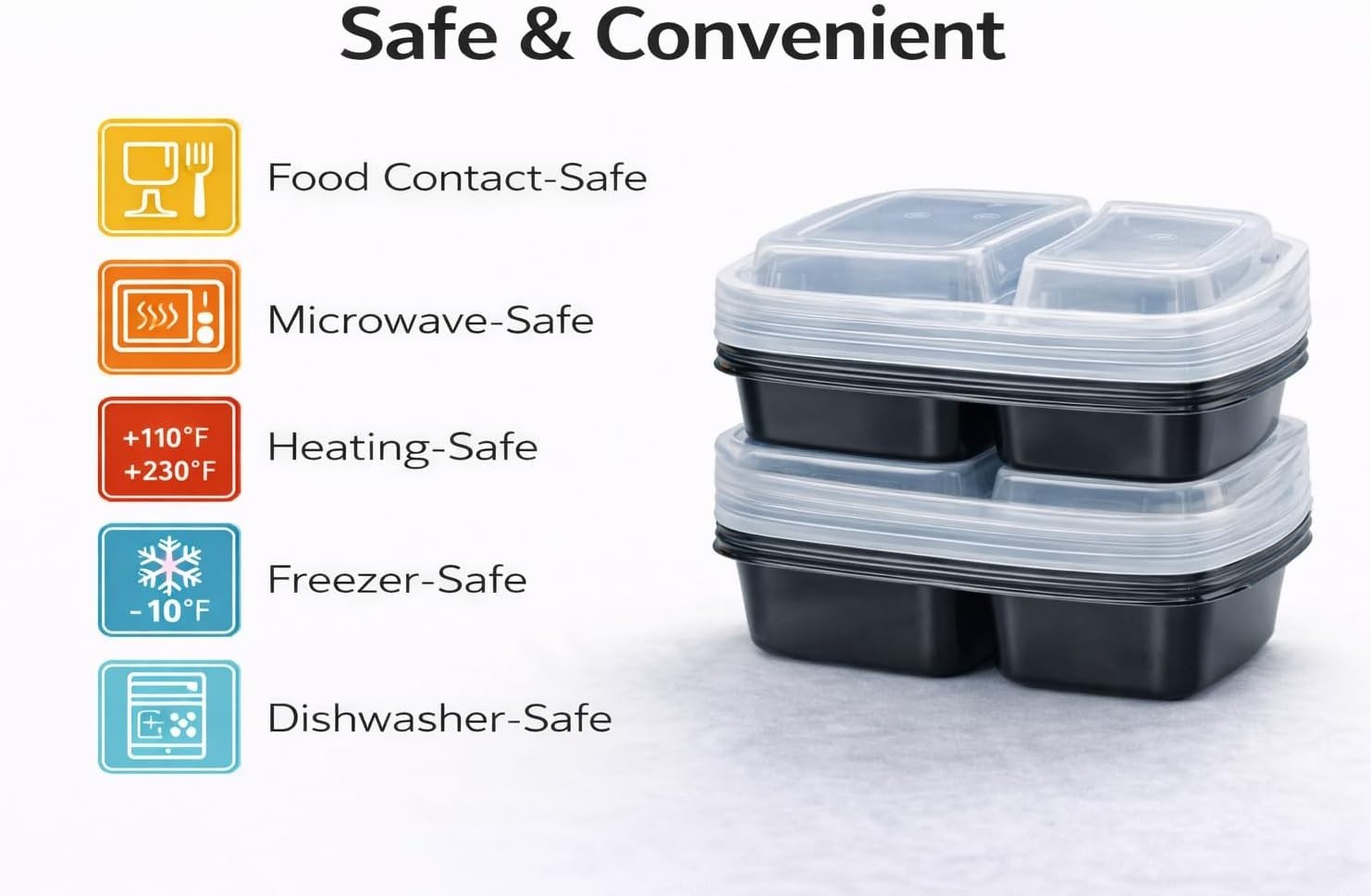 28 oz Meal Prep Containers, 12 Pack, 2-Compartment Bento Boxes | BPA-Free PP …