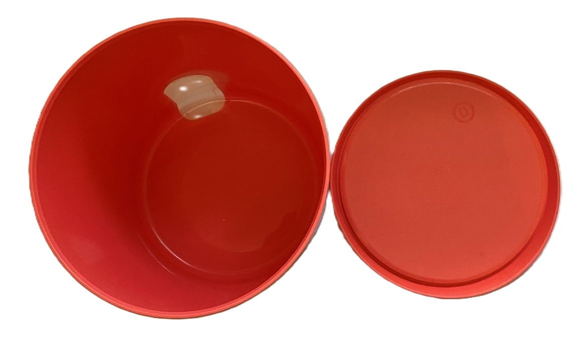 Vtg Tupperware Orange One-Touch Reminder Window Canister ~ Size D ~ (2416B-1)