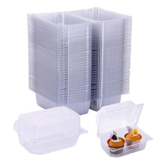 100 Pcs Clear Plastic Take Out Containers Bulk, 7.2″ x 5″ x 3.5″ – 100pcs