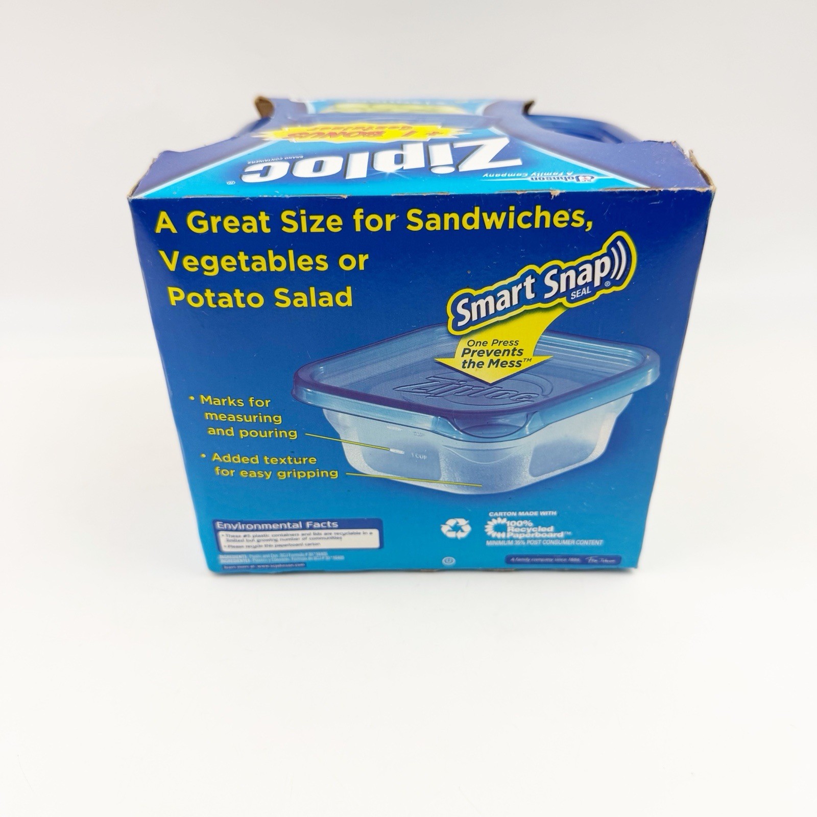 NEW Ziploc Snap ‘n Seal Small Square Containers 20 oz 6 Containers Lids 2.5 C