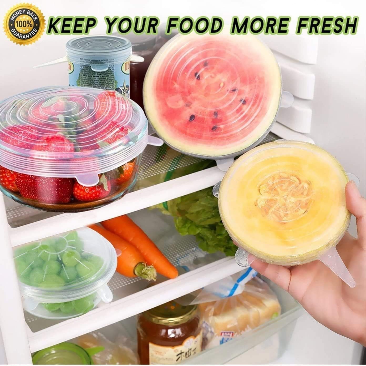 Space Efficient Silicone Stretch Lids – 6 Pack for Eco-Friendly Food Storage