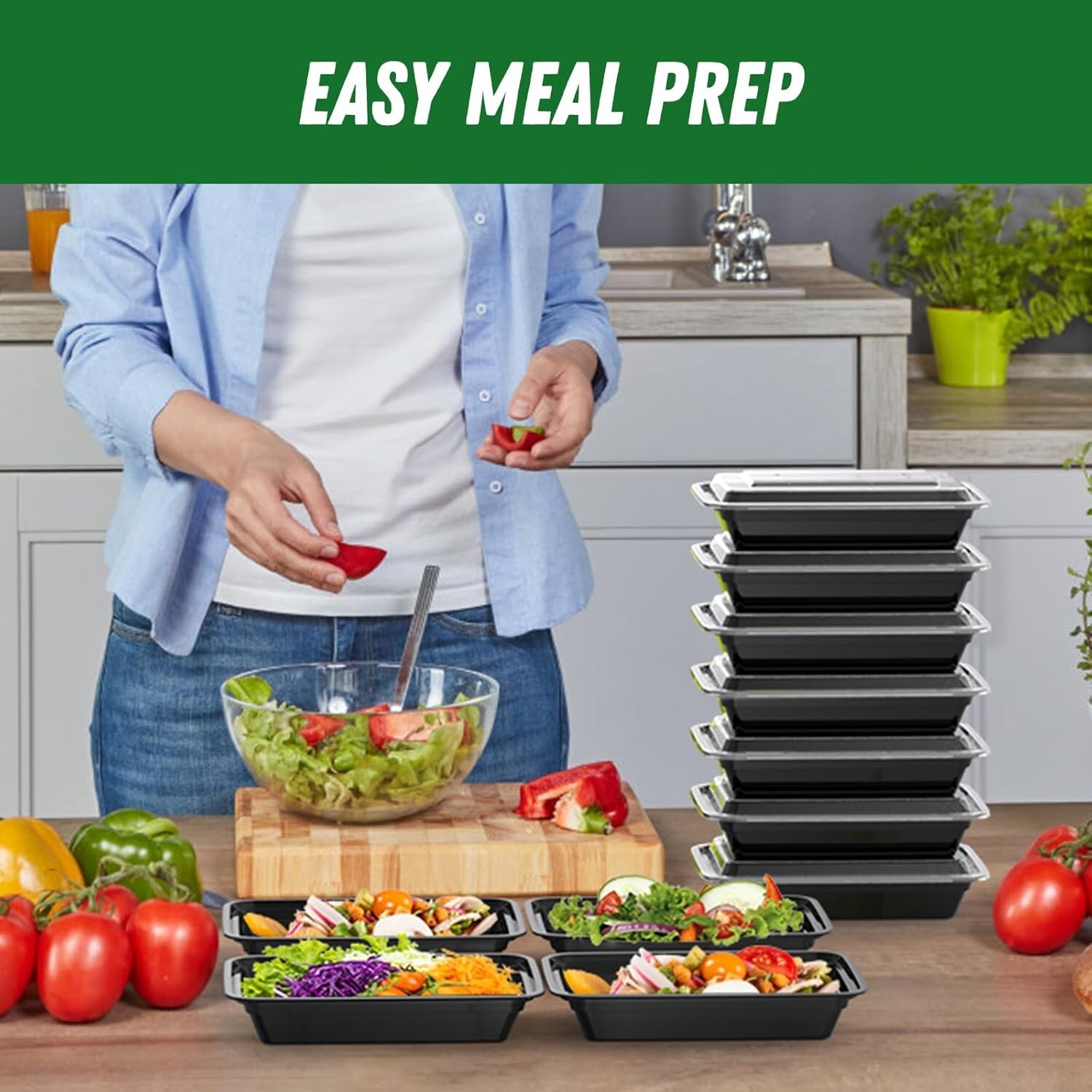 Stackable 50-Pack Meal Prep Containers – 28 oz, Dishwasher Safe and Leakproof