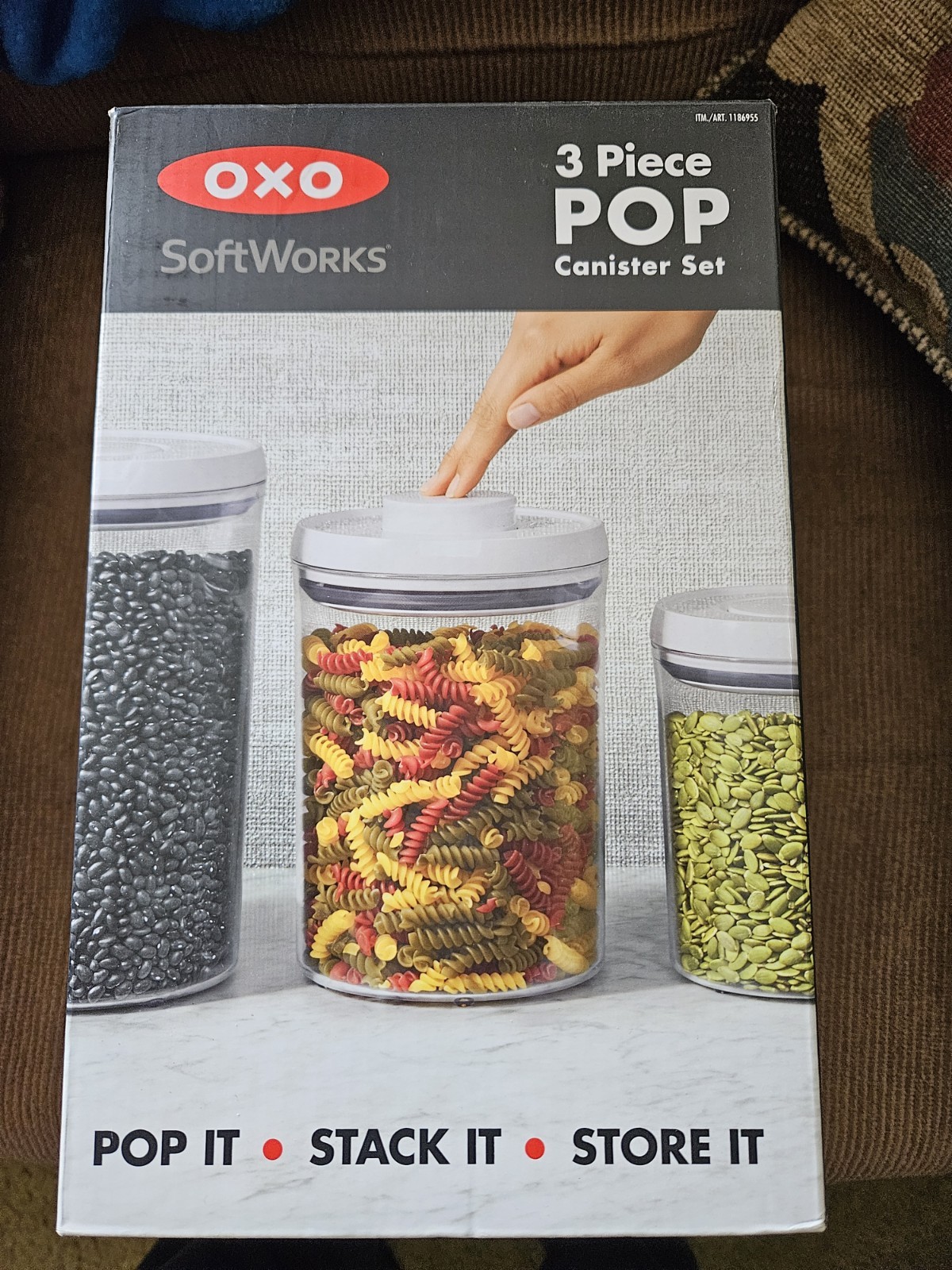 OXO Softworks 3 Piece POP Canister Set-White 21161000 1.9qt, 3qt, 4.5qt Nesting