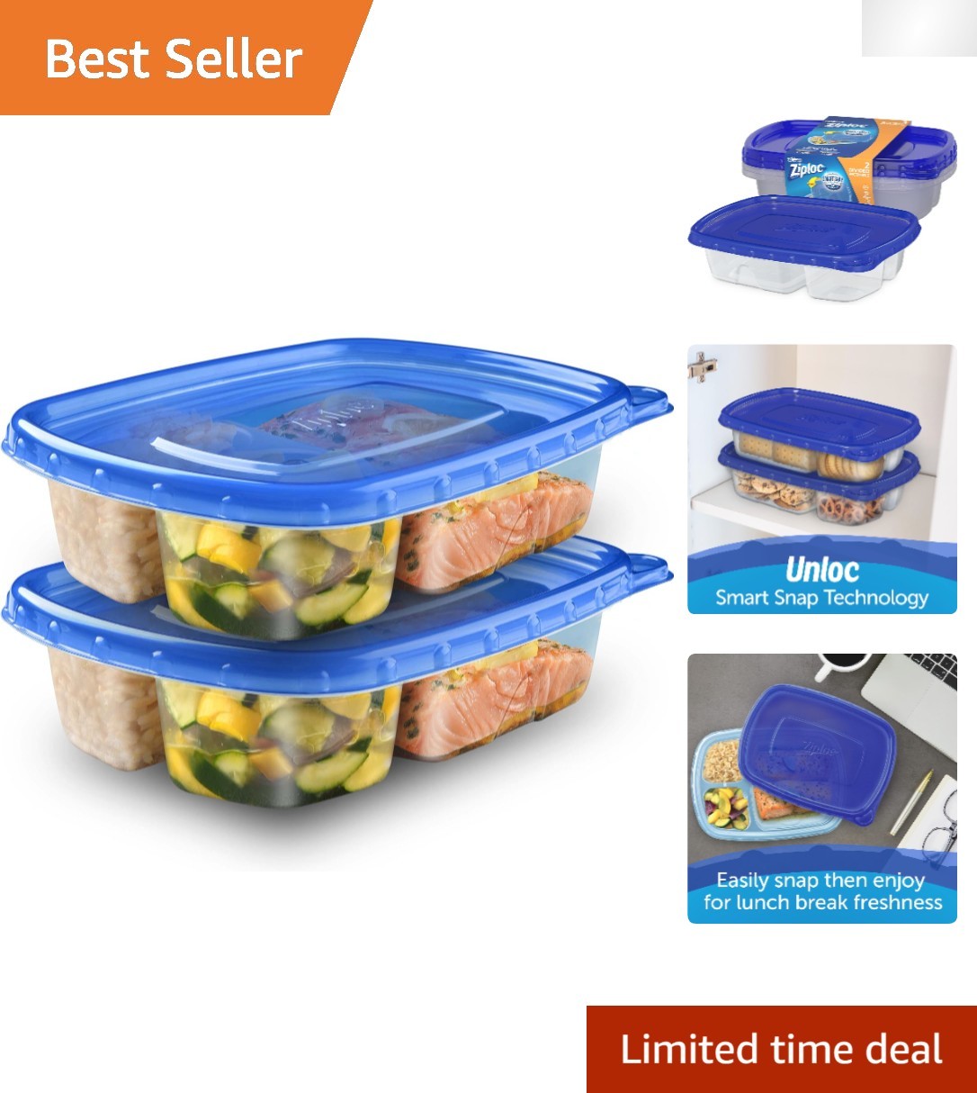 Ultra-Light Meal Prep Containers – 2 Pack, Airtight & Microwave Safe for Travel