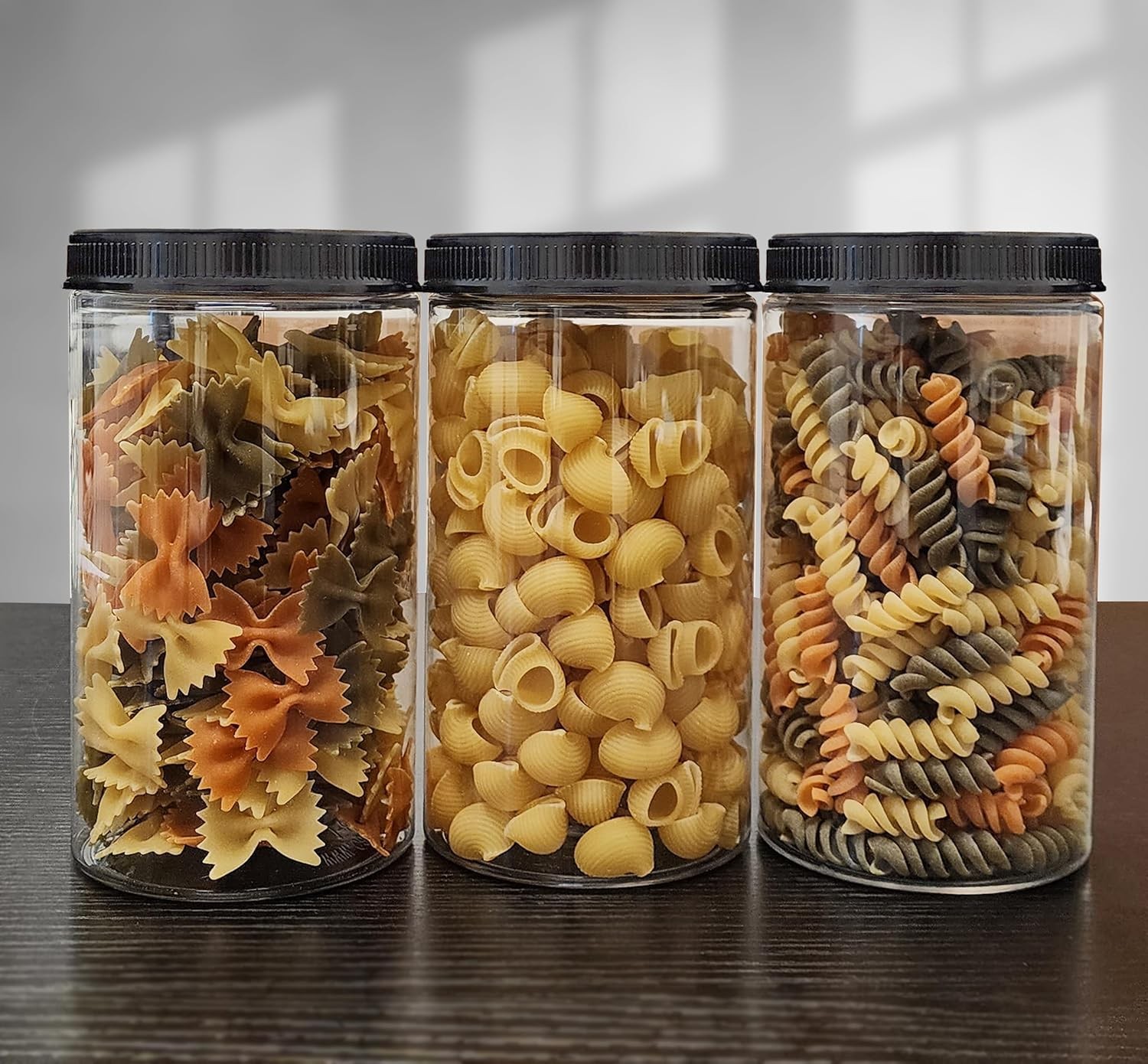 ljdeals 32 oz Clear Plastic Jars with Lids, Storage Containers, Wide Mouth PET