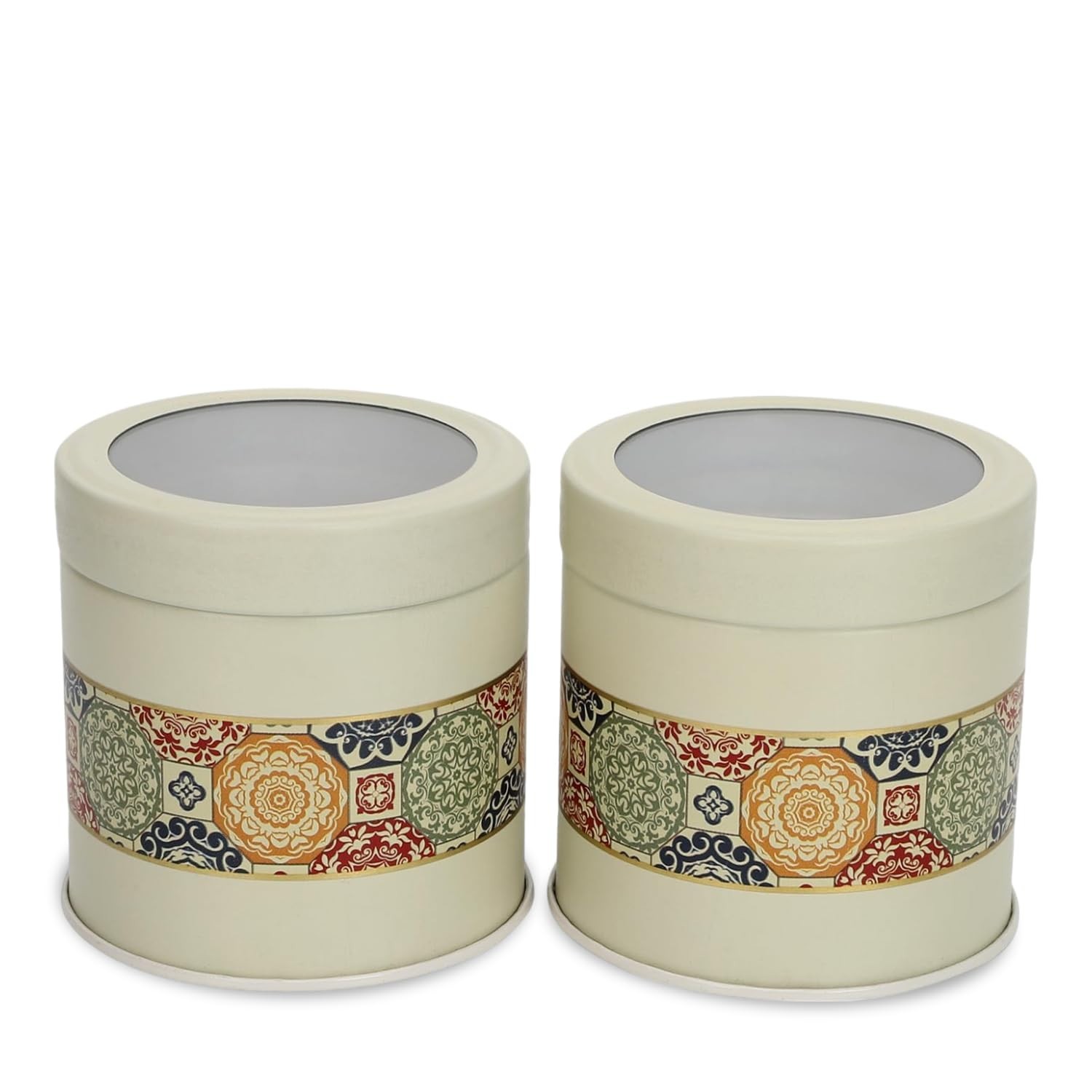 Airtight Container Set Food Metal Jars for Masala Seeds Cookies Set of 2 450 ML