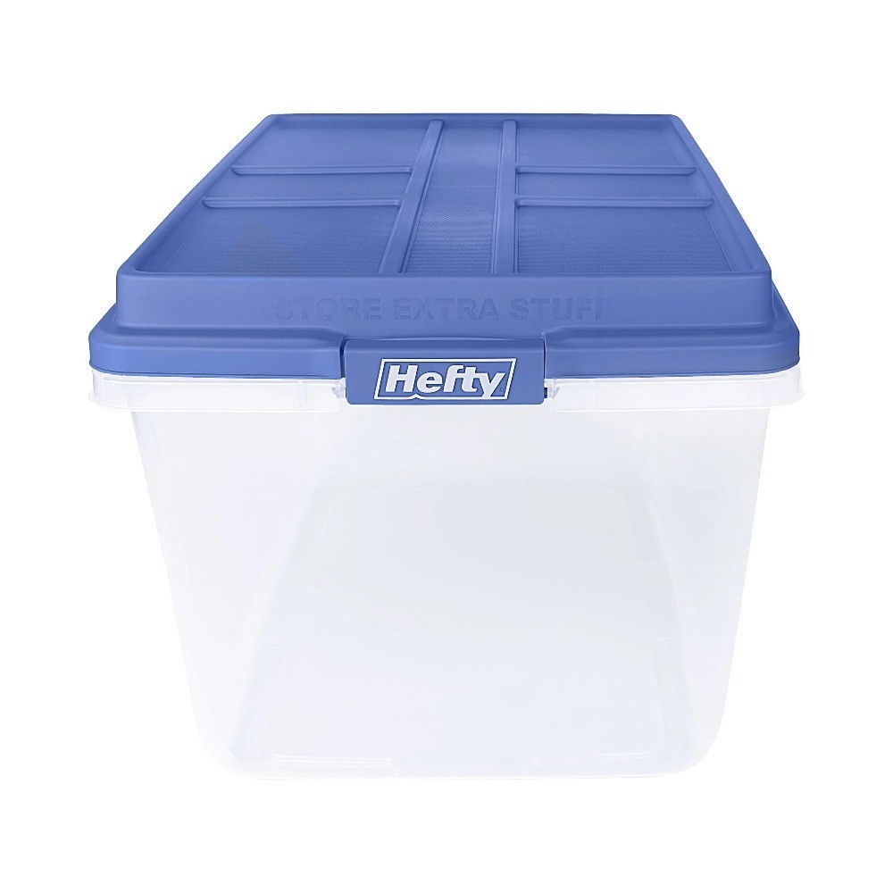 Clear Storage Bin with Blue Latching Lid 72 Quart Latched Container for