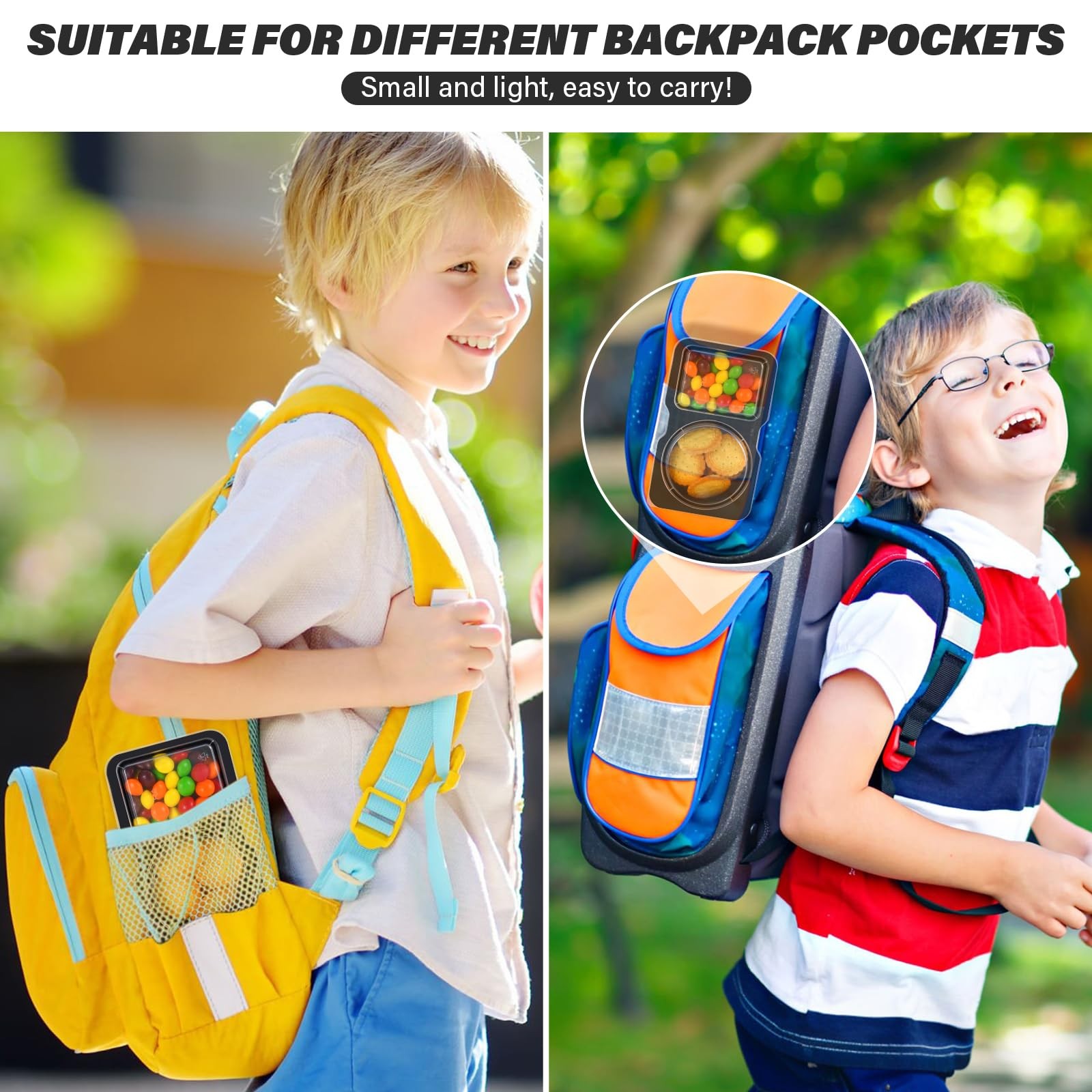 Double Compartment Snack Containers with Lids, 2 Compartment Condiment Contai…