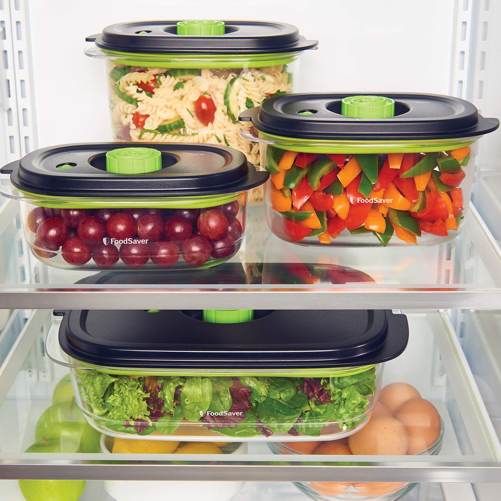 Preserve & Marinate Vacuum Containers, 10 Cup, BPA-Free, Dishwasher Safe, Clear