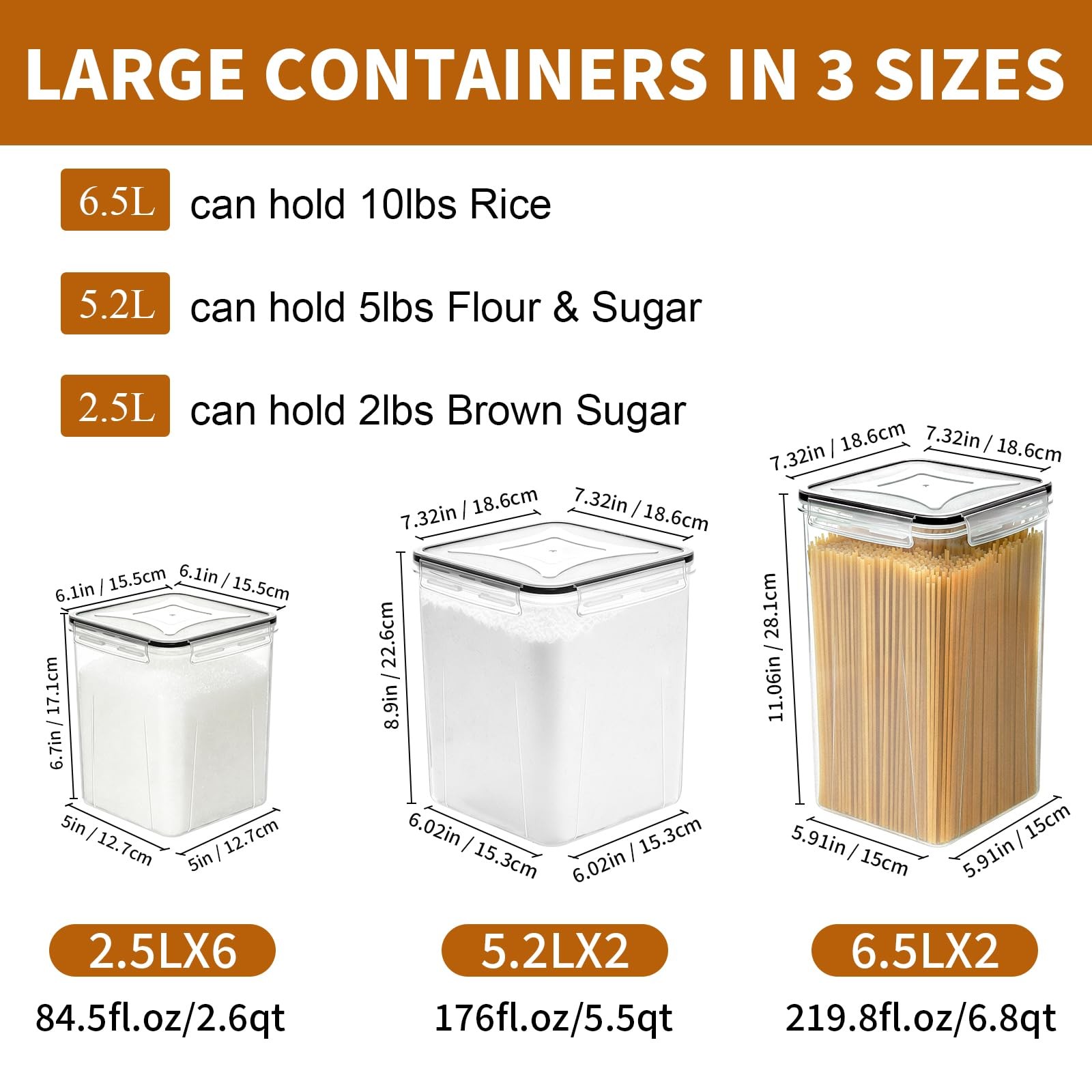 Flour Sugar Storage Containers, 10 Pack Large Airtight Food Storage Container…