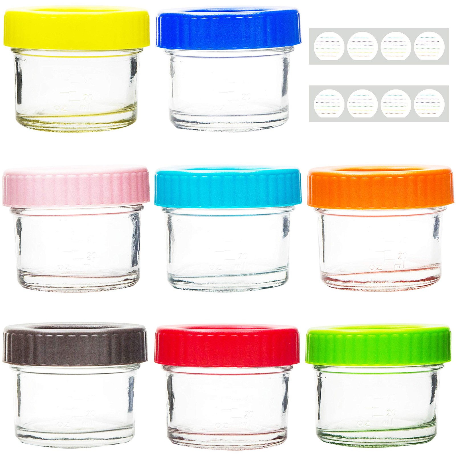 Youngever Glass Baby Food Storage, 4 Ounce 7.5×6.5 Inch (Pack of 8), 8 Pack