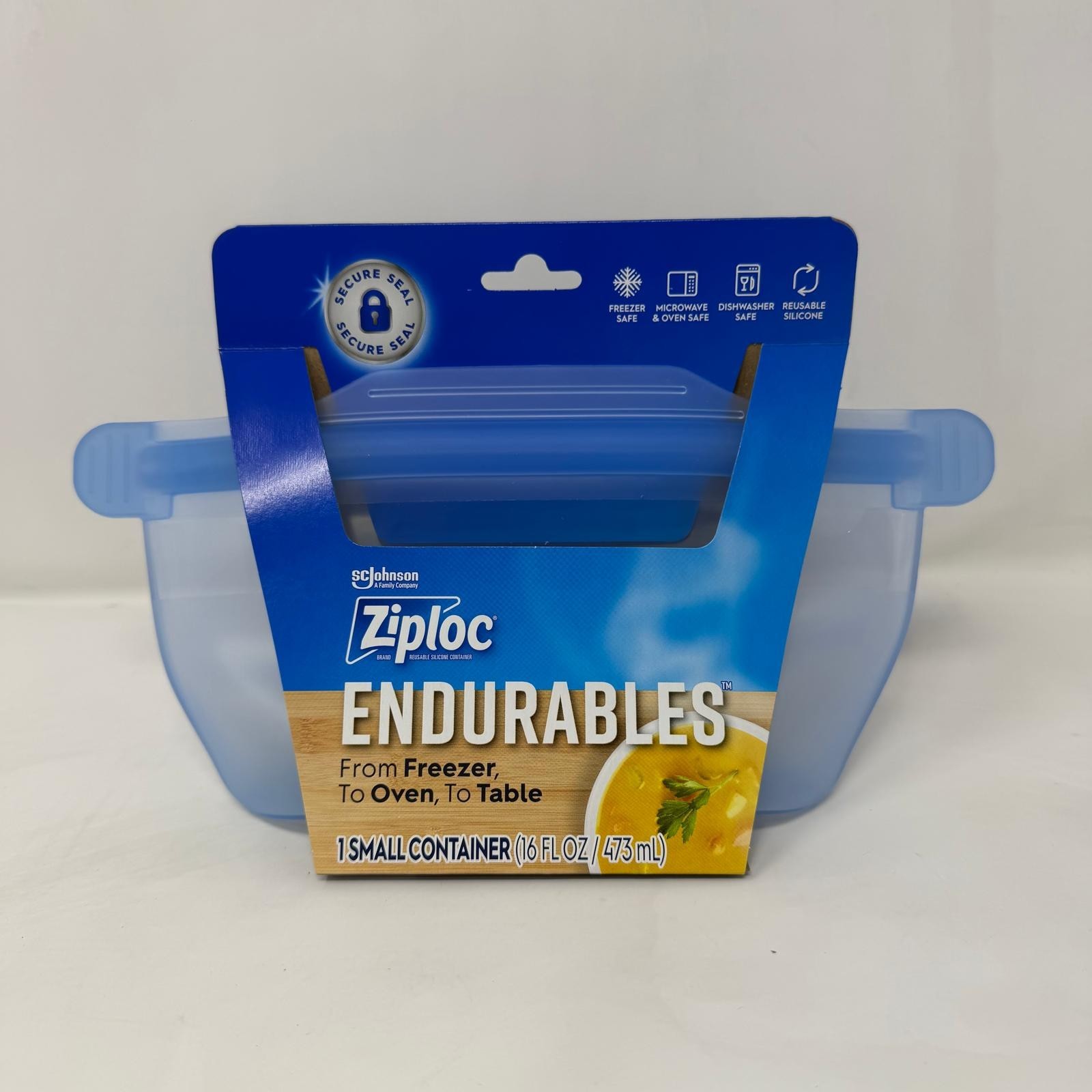 2 Pack – Ziploc Endurables Small Container, Reusable Silicone Bags, 16oz