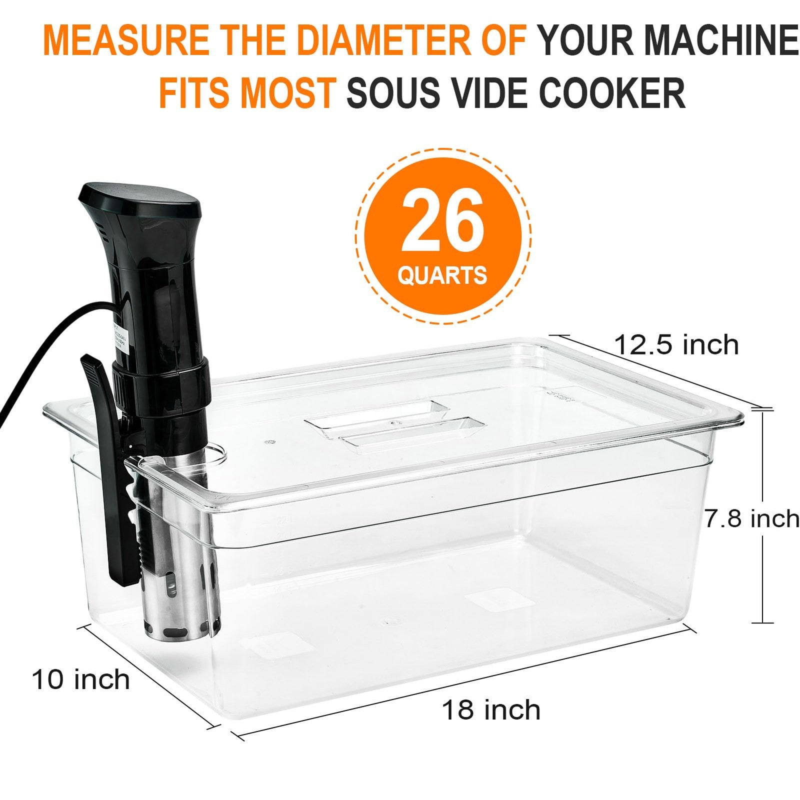 Sous Vide Container 26 Quart With Lid,BPA Free Complete Accessories For Anova…