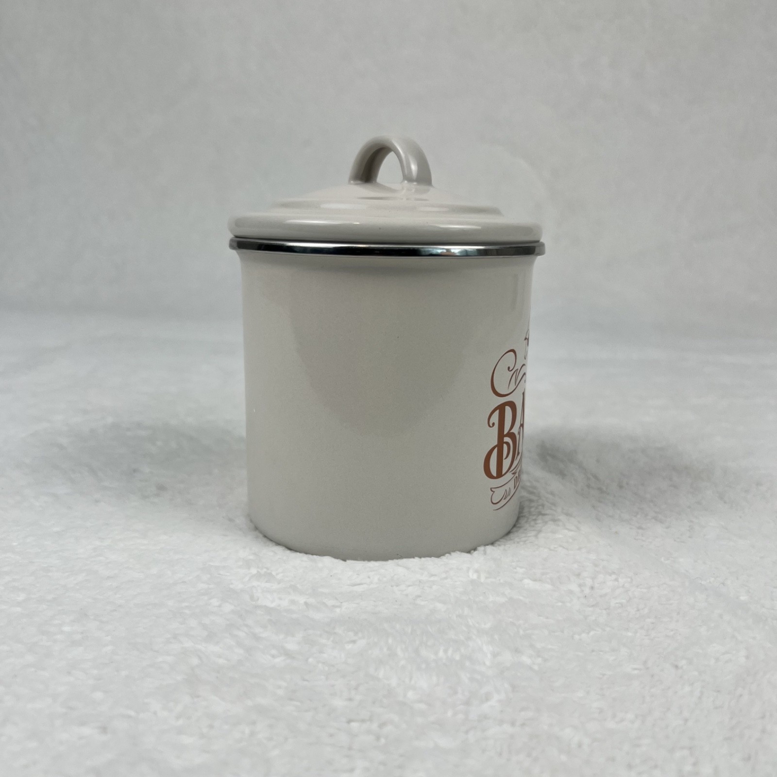 Ayesha Curry Bacon Grease Can Enamel on Steel Container Lid French Vanilla 4×4