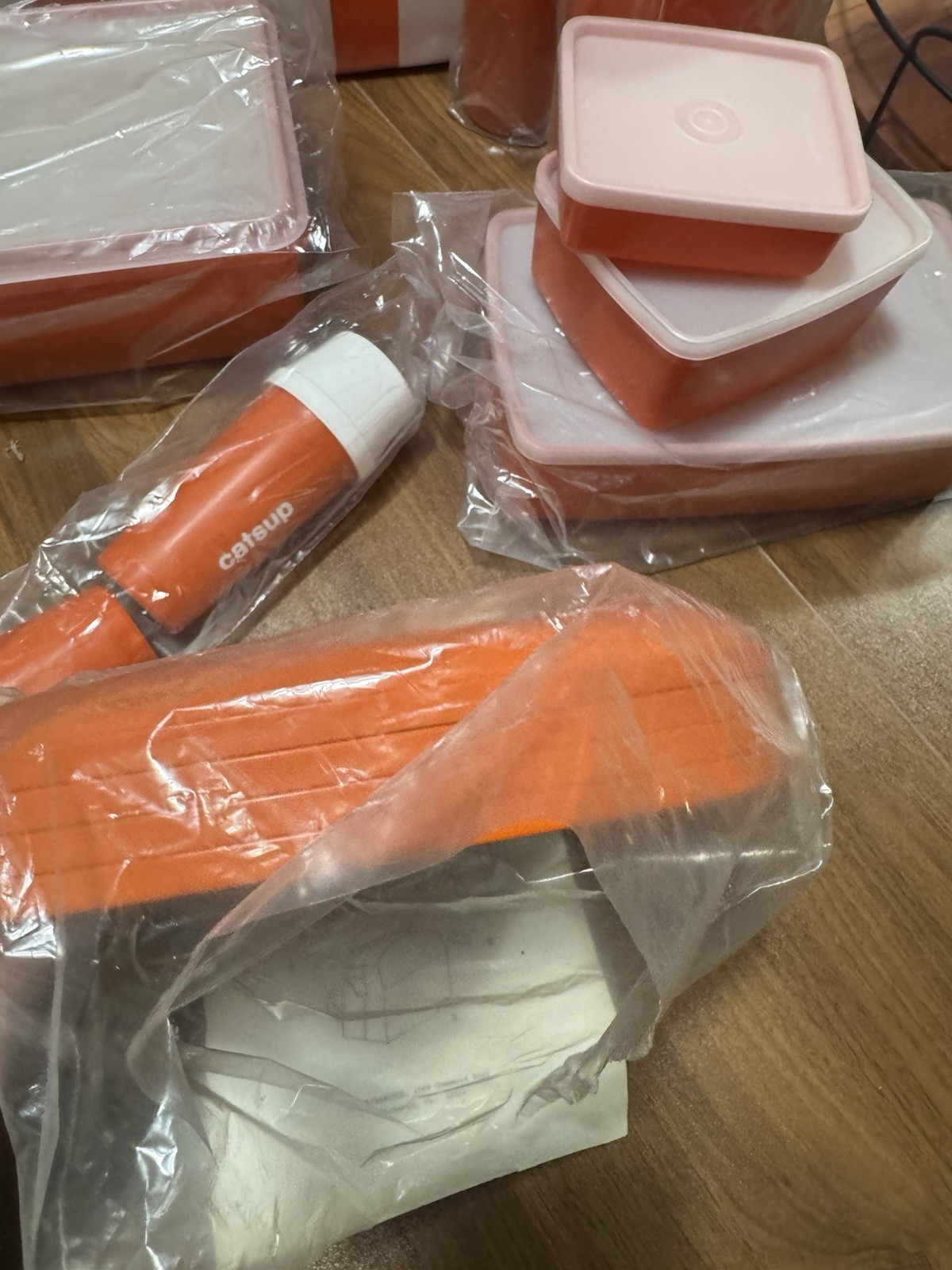Vintage Tupperware Orange Stripe Picnic Cooler Set New Open Box