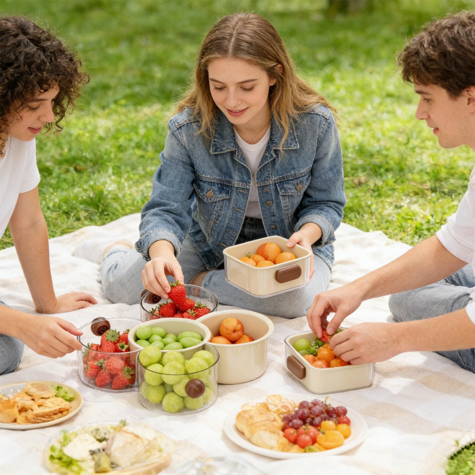 Fruit Storage Stackable 360-Degree Rotating Food Container Snack Storage