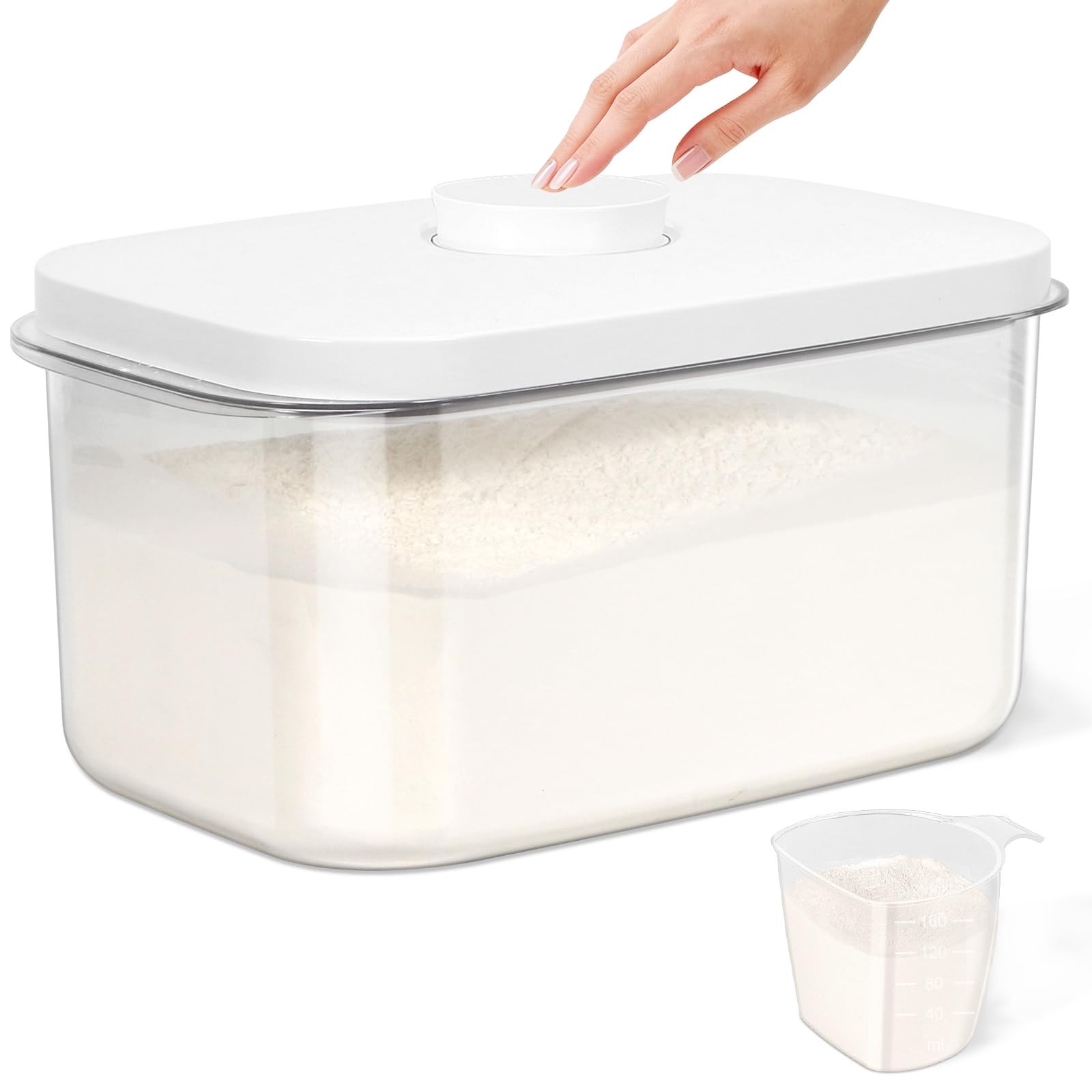 Airtight Flour Container 6.34 QT, Clear PET Plastic Food Storage Container Bi…