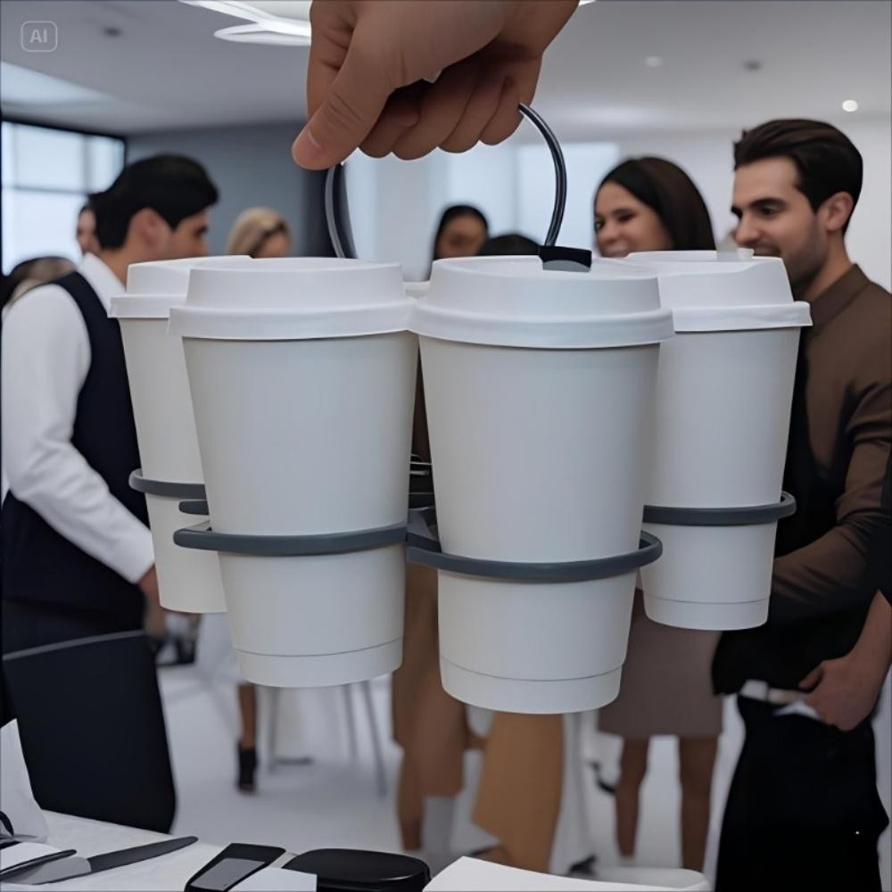 Portable Folding 6 Slot Drink Holder Tray Reusable Cup Carrier for Picnic Trips