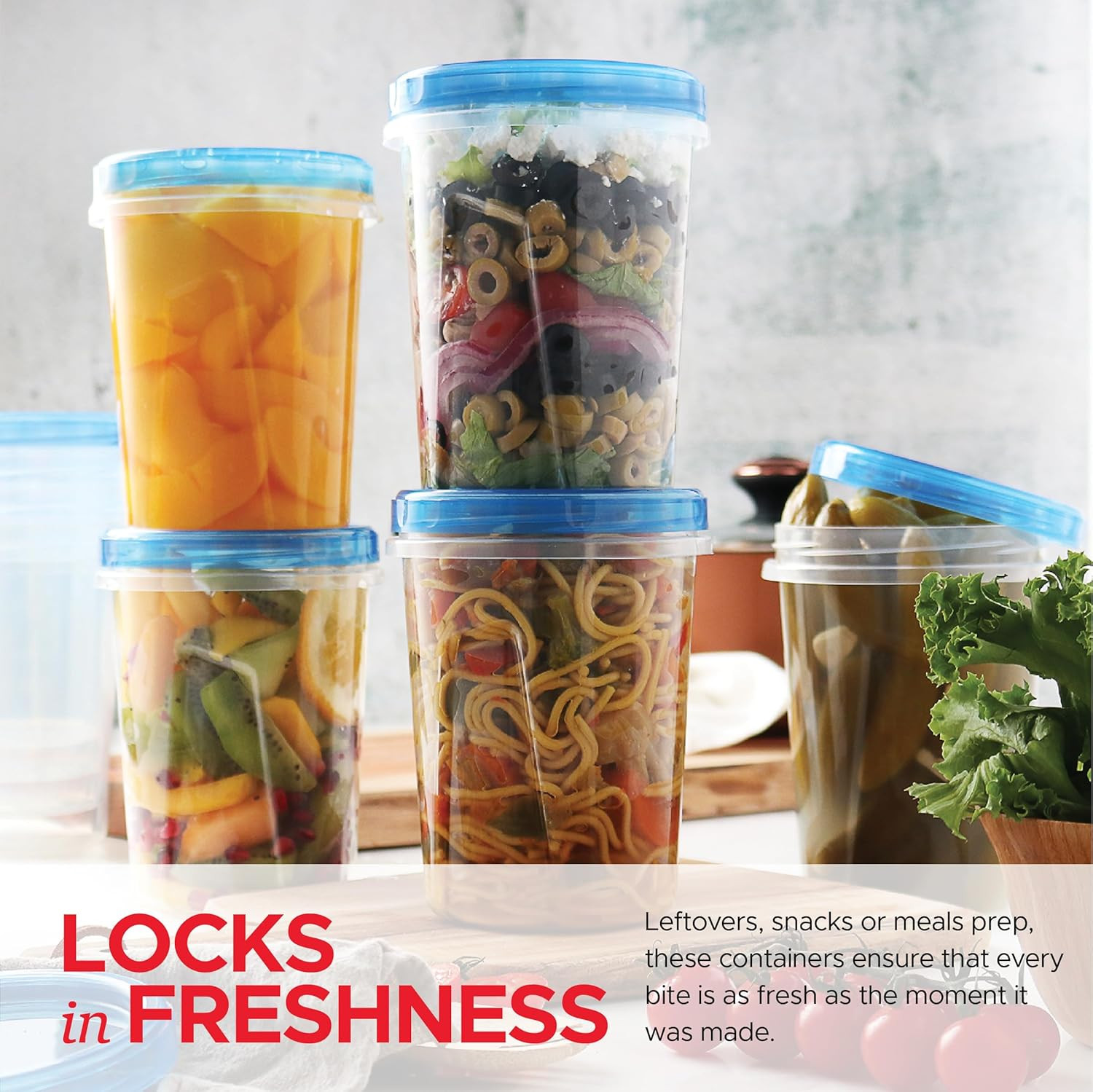 Tafura 10 Pack Leakproof Freezer Containers for Food with Twist Top Lids – 32 Oz
