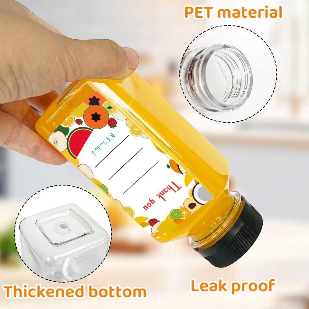 Sanyuanzhou 48pcs 8oz Juice bottle with caps,Plastic bottles with caps, Reusa…
