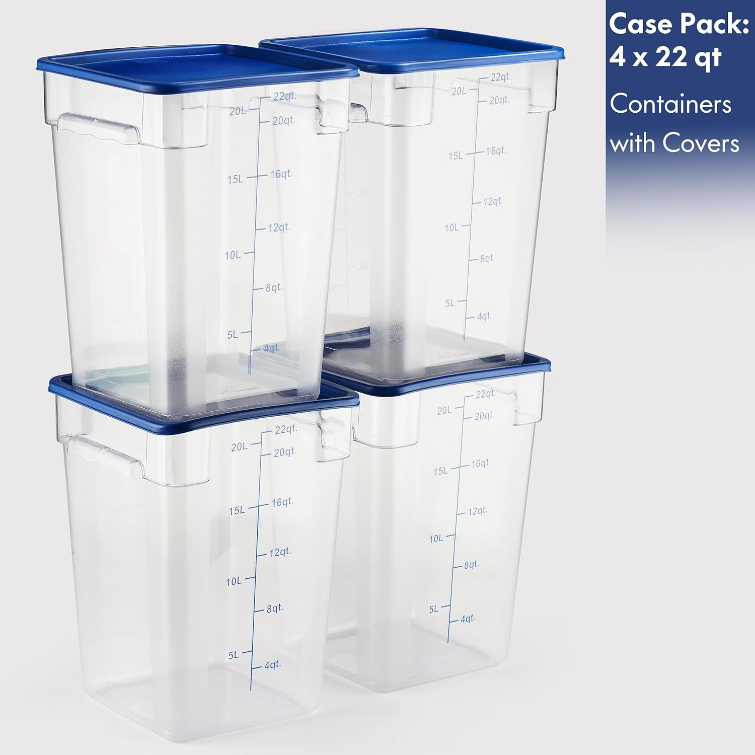 4 Pack Food Storage Containers with Blue Lids – NSF Listed Commercial Grade in 2
