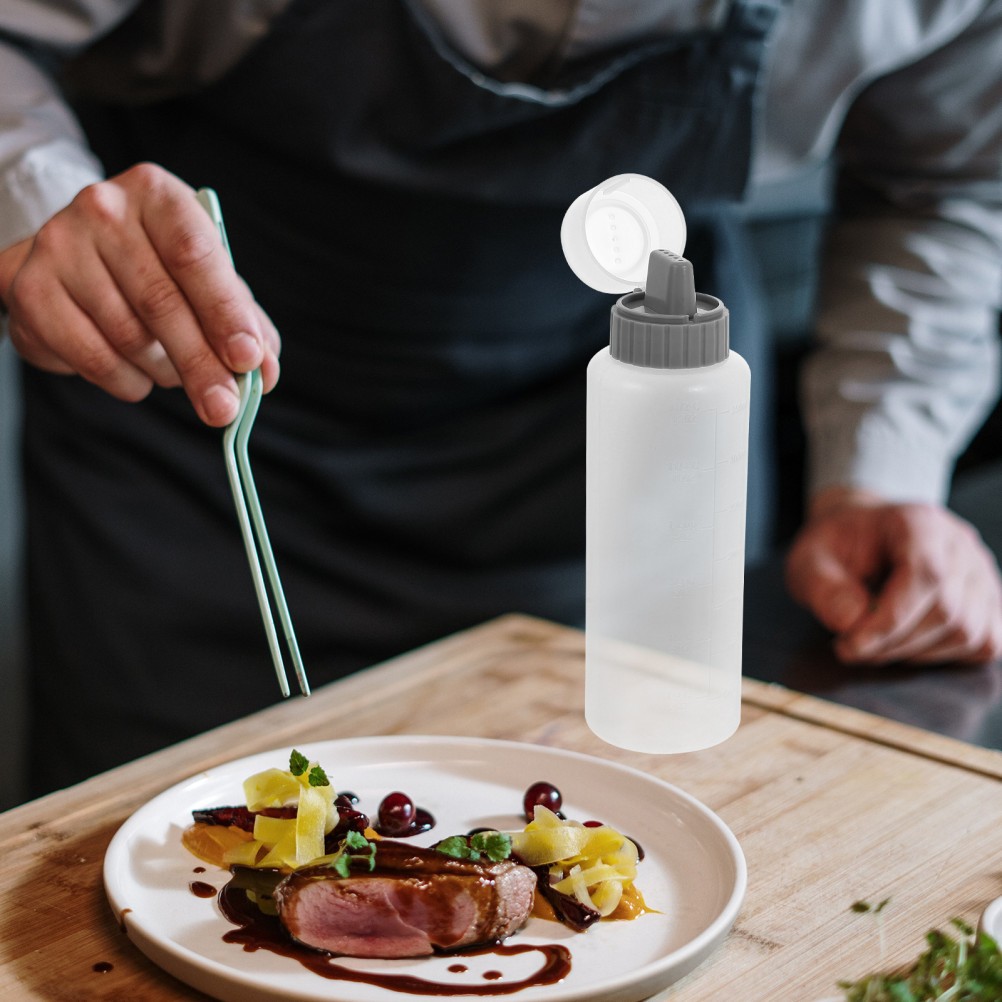4 Pcs Cream Sauce Squeeze Bottles 350 ml Condiment Bottles with Scale