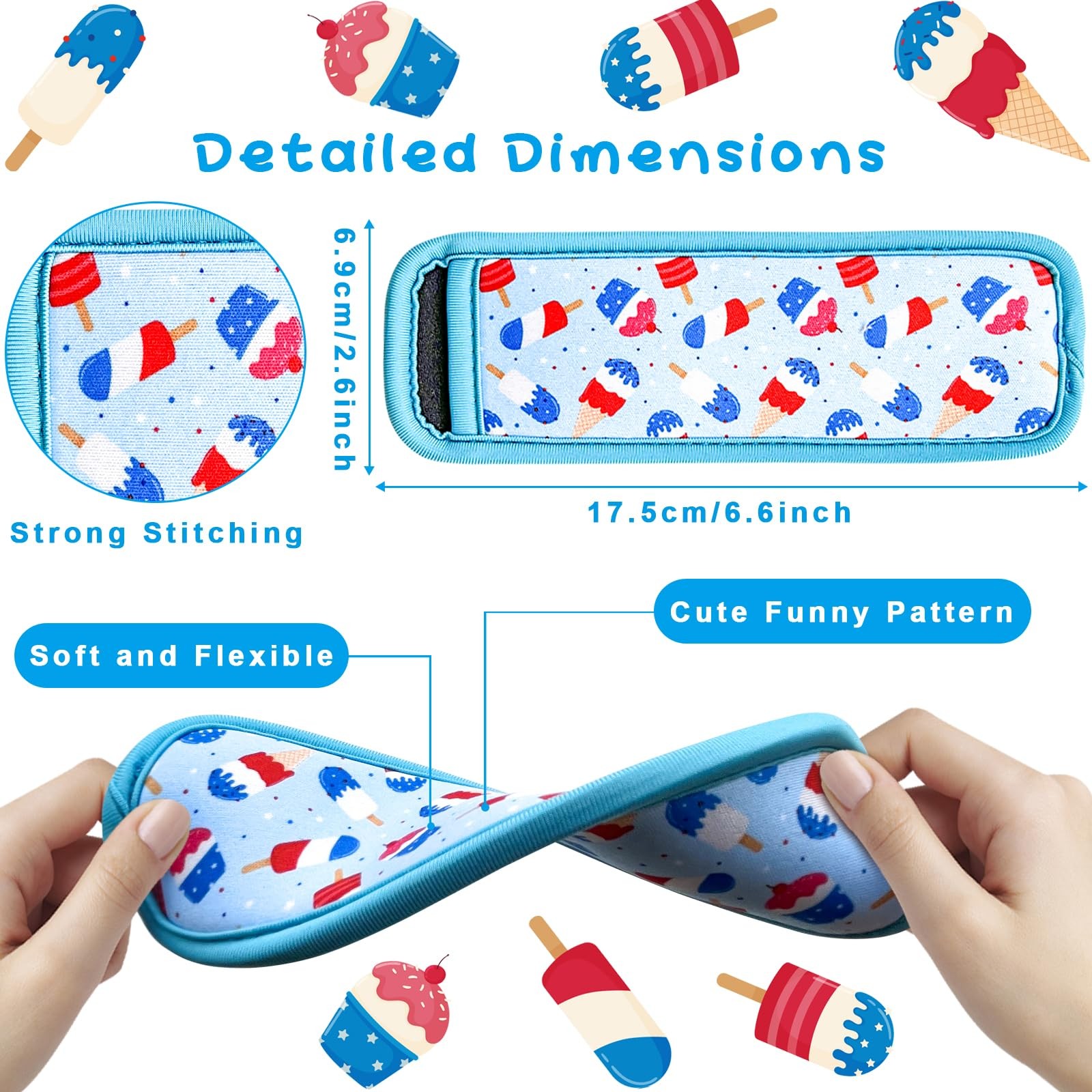 Amintiri Popsicle Holder for Kids 6 Pieces Anti-Freezing Neoprene Sleeves Cut…