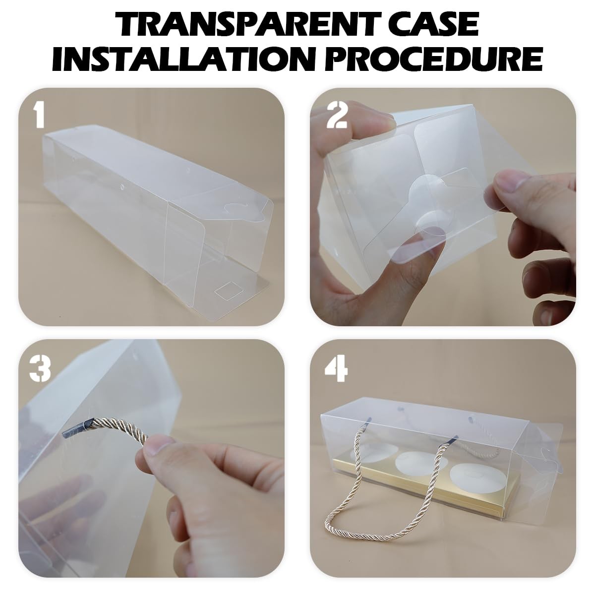 10Pcs Clear Cupcake Boxes Portable Cupcake Container with Rope Handles and In…