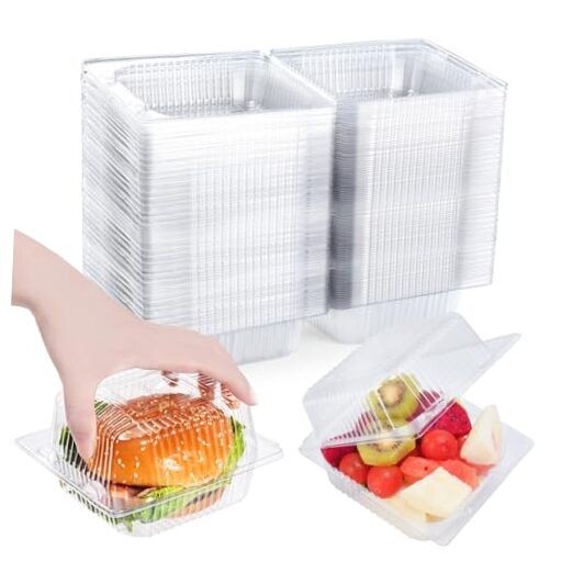 100 Pack Clear Clamshell Food Containers, Disposable 100Pcs Dessert Containers