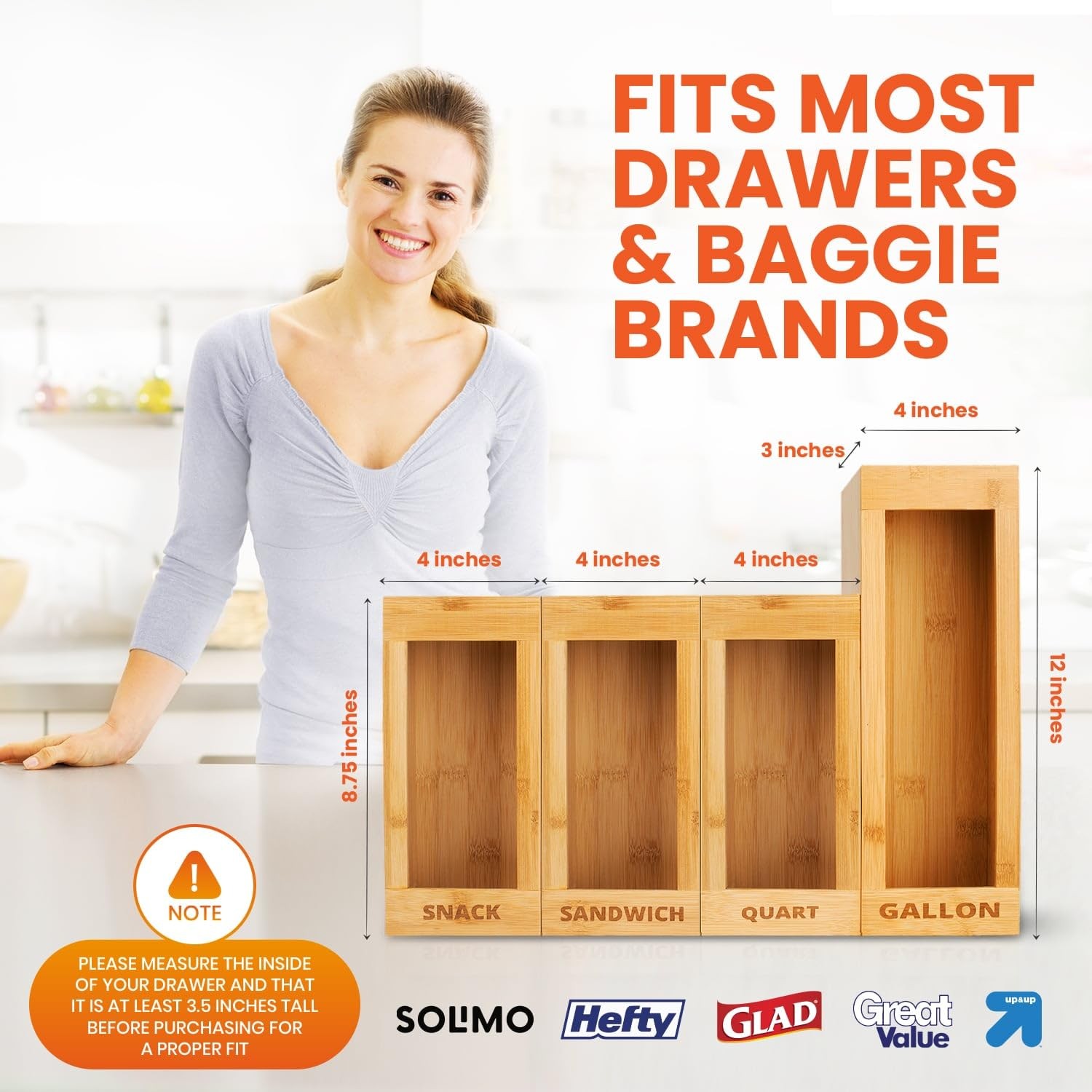 mHomeAid Bag Storage Organizer – Bamboo Food Plastic Baggie Holder, Dispenser…