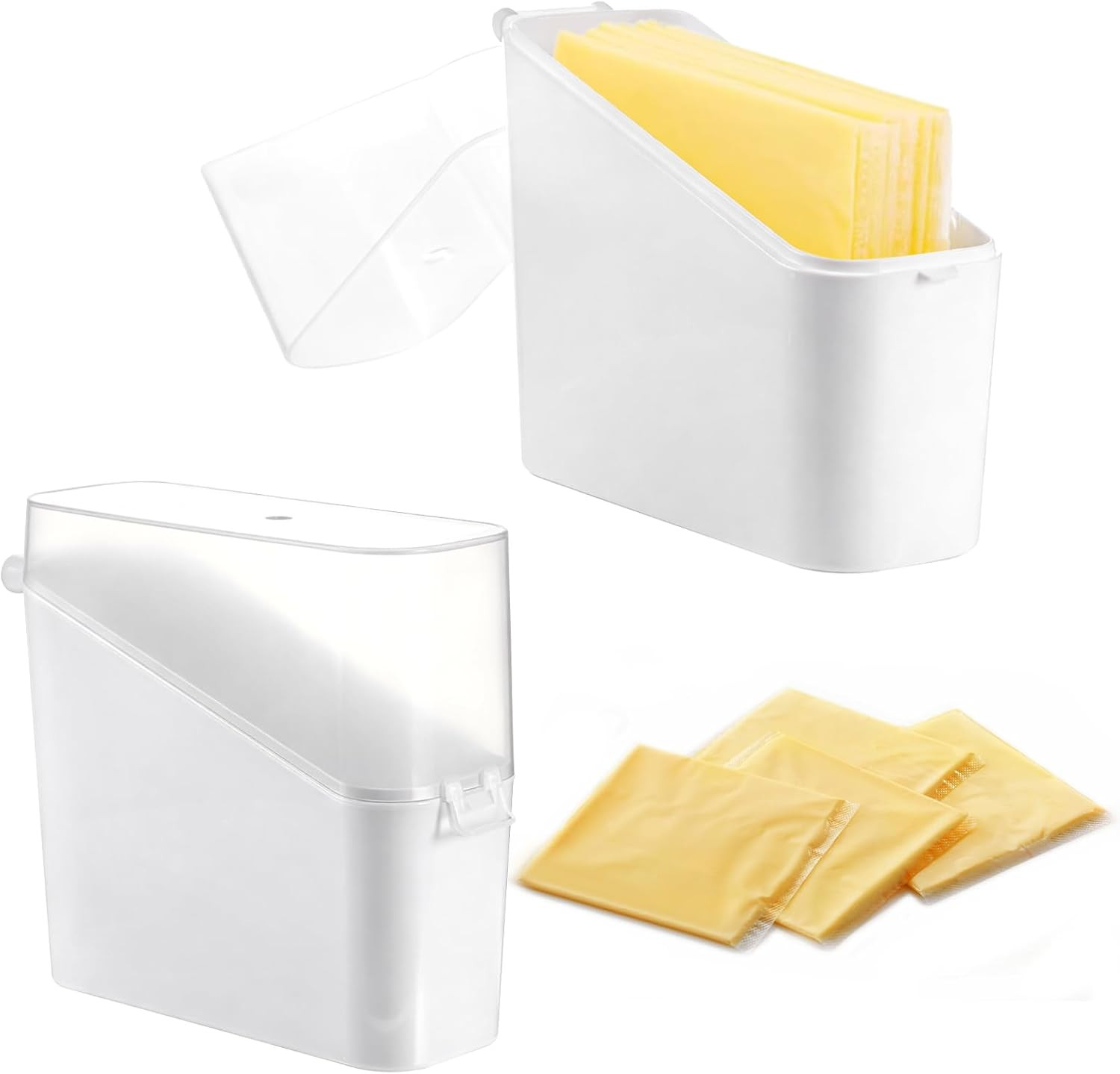 2Pcs Sliced Cheese Container Cheese Storage Container for Fridge Clear Airtight
